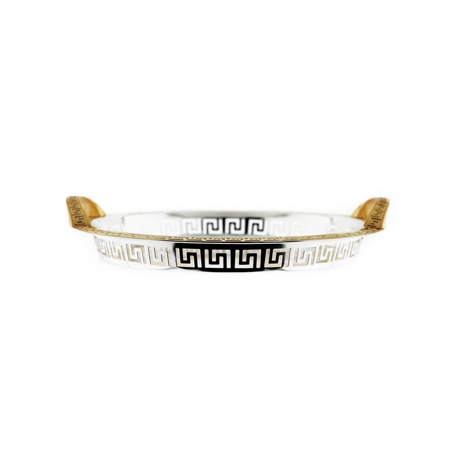 Sunay Serviertabletten Rund in Silber mit goldenen Musterdetails 35x3,5 cm