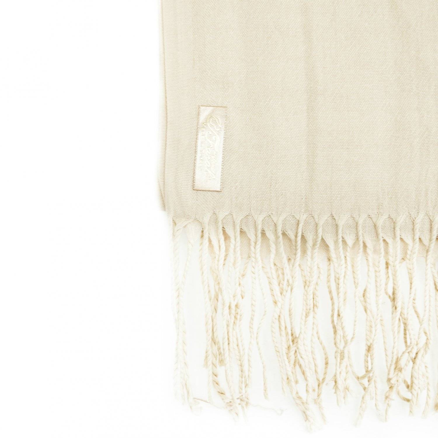 Pashmina Schal 165x70 cm elegantes Modeaccesiore Halstuch Kopfbedeckung Weich und Luftig Cremeweiß