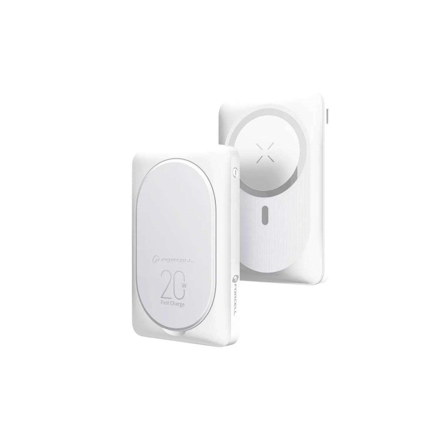 Powerbank+Ständer - FORCELL F-ENERGY F10K2 MagStand Powerbank kompatibel mit MagSafe PD QC3.0 5A 20W 10 000 mAh Weiß