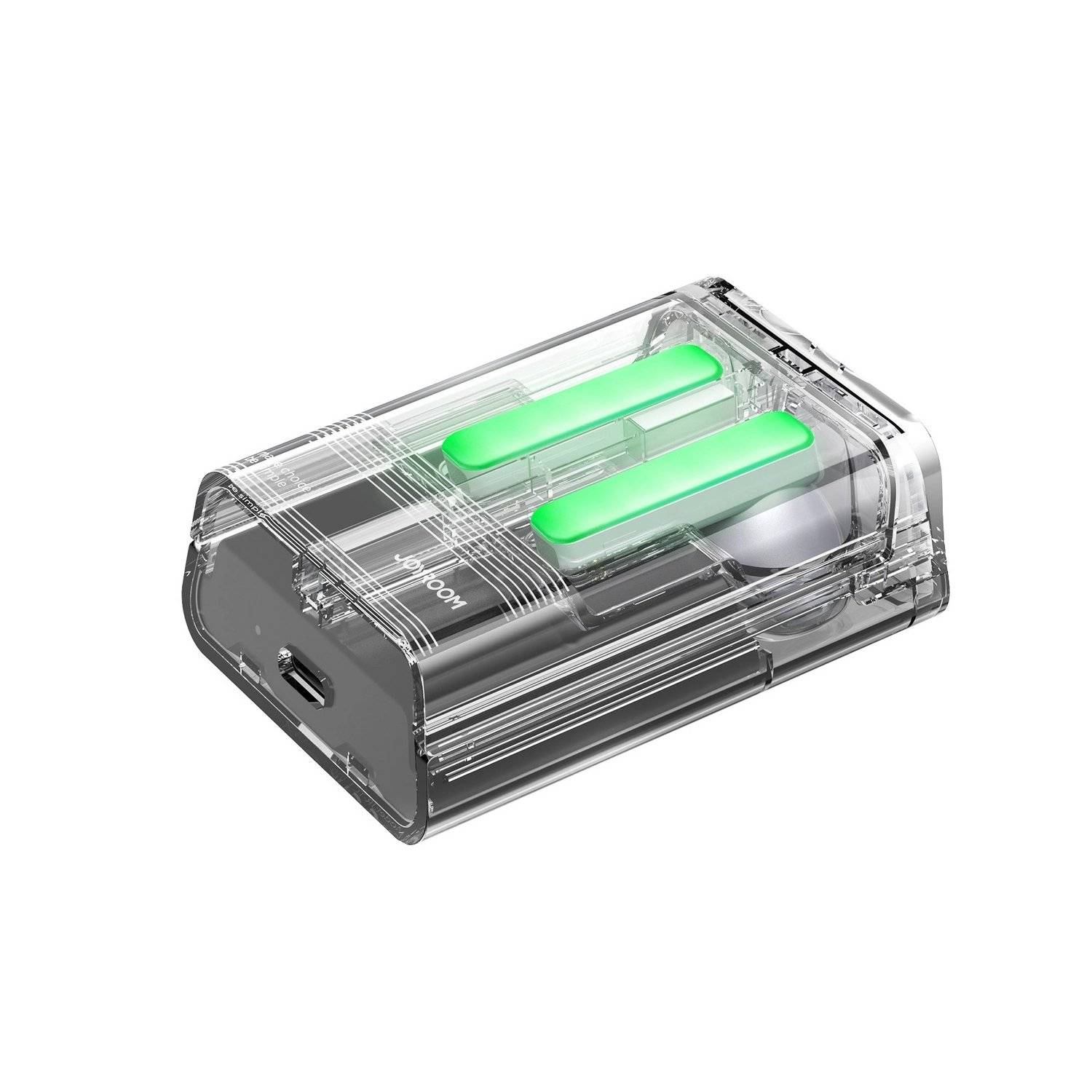Transparente KopfhörerTWS Joyroom JR-TC1 IceLens Series kabellose Kopfhörer mit LED-Leuchten Schwarz