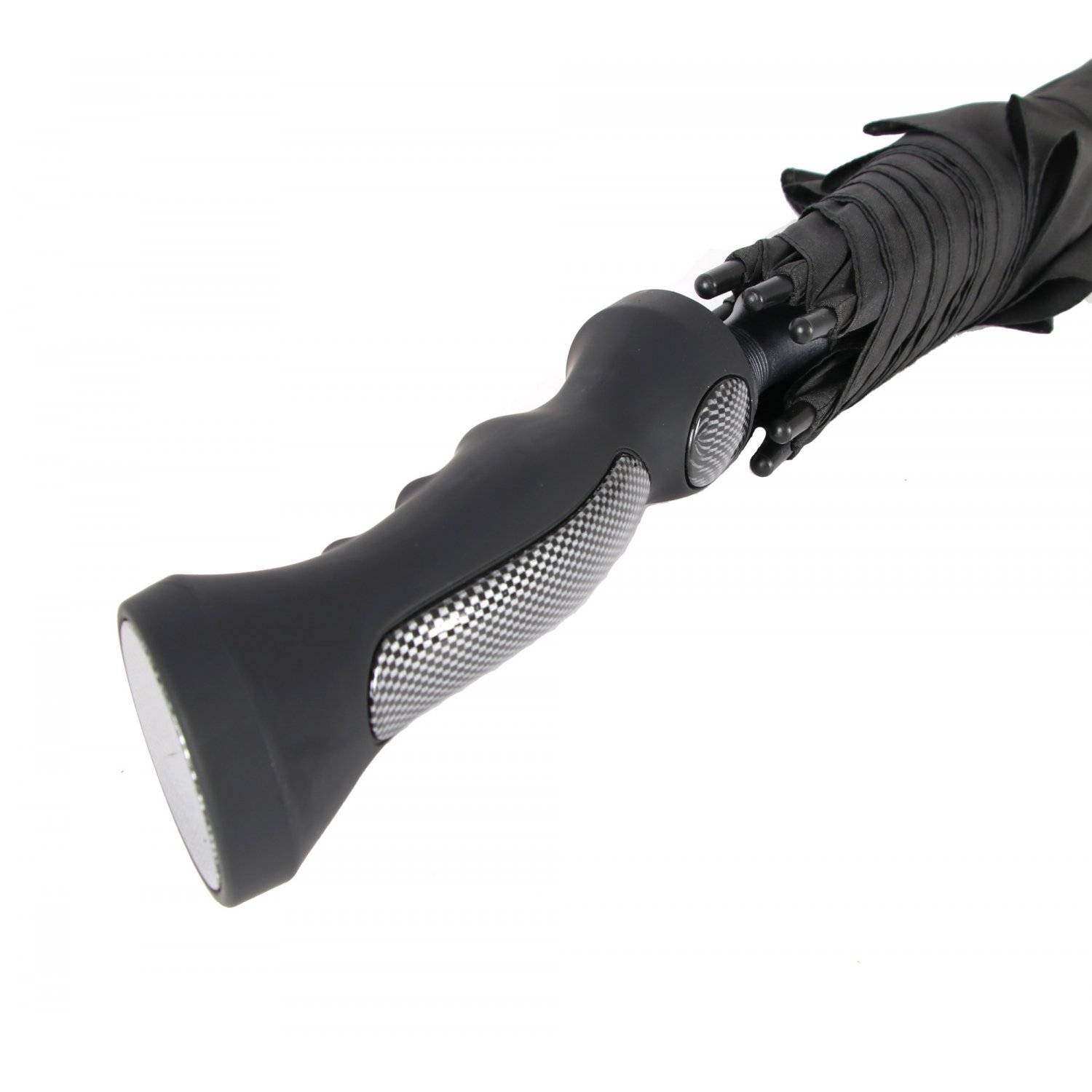 Teleskop Regenschirm in Schwarz 130 cm mit Gummi-Handgriff Winddicht