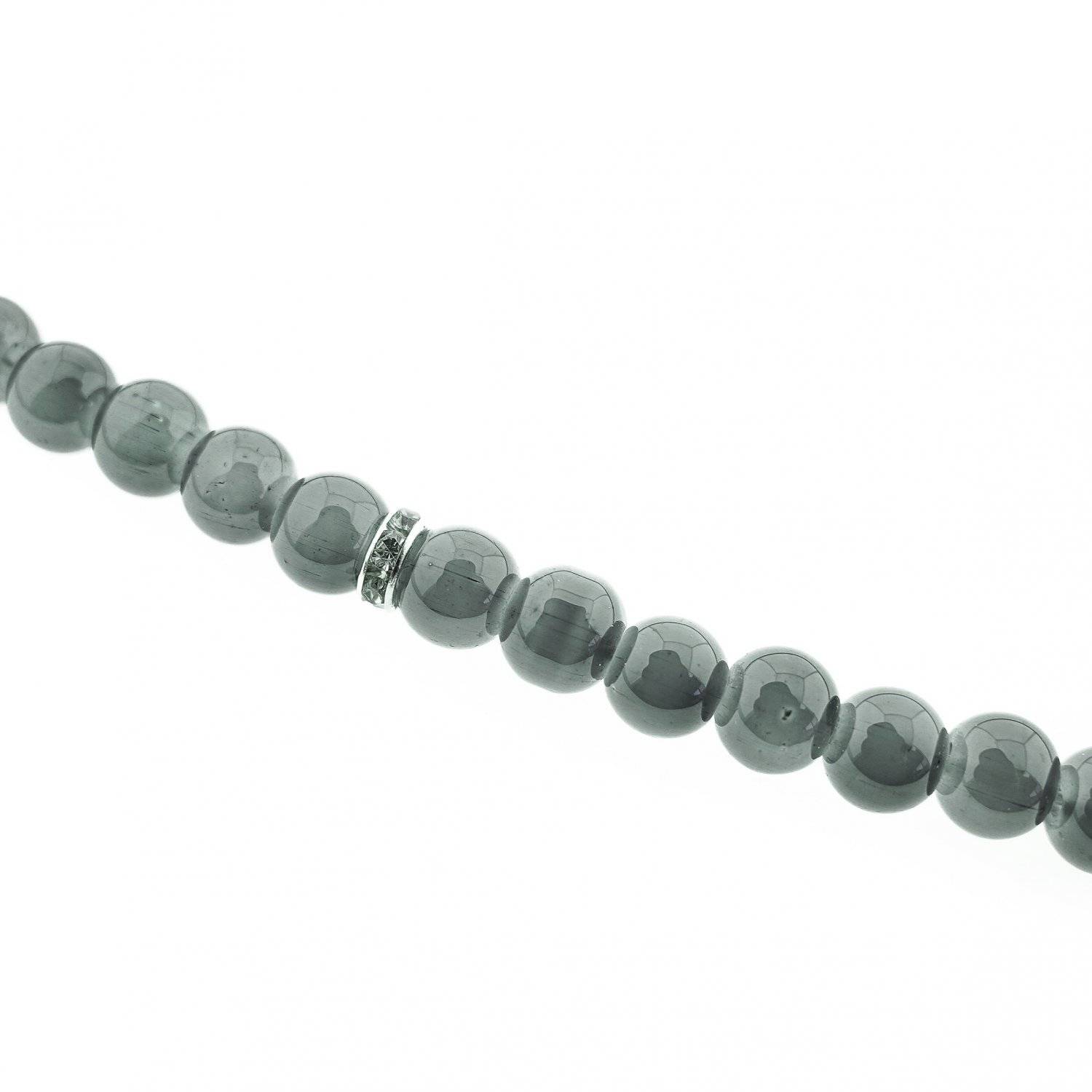 Gebetsketten aus 99 Perlen mit silbernen Akzenten 50 cm Anhänger mit Perlen Grau
