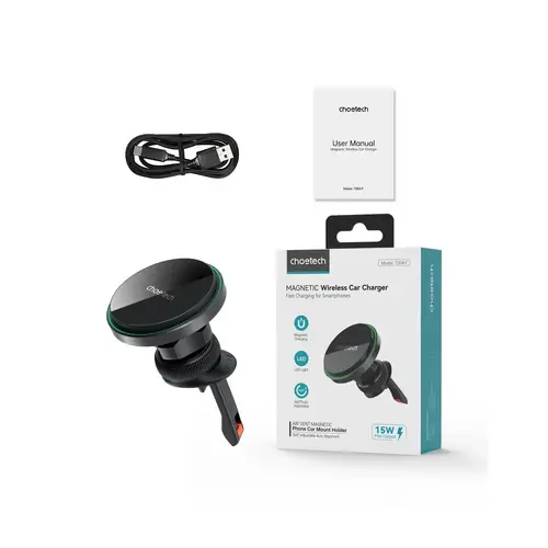 Induktionsladegerät Choetech T204-F magnetische Autohalterung mit 15 W kabellosem Laden  Schwarz Induktionsladegerät Choetech T204-F magnetische Autohalterung mit 15 W kabellosem Laden  Schwarz