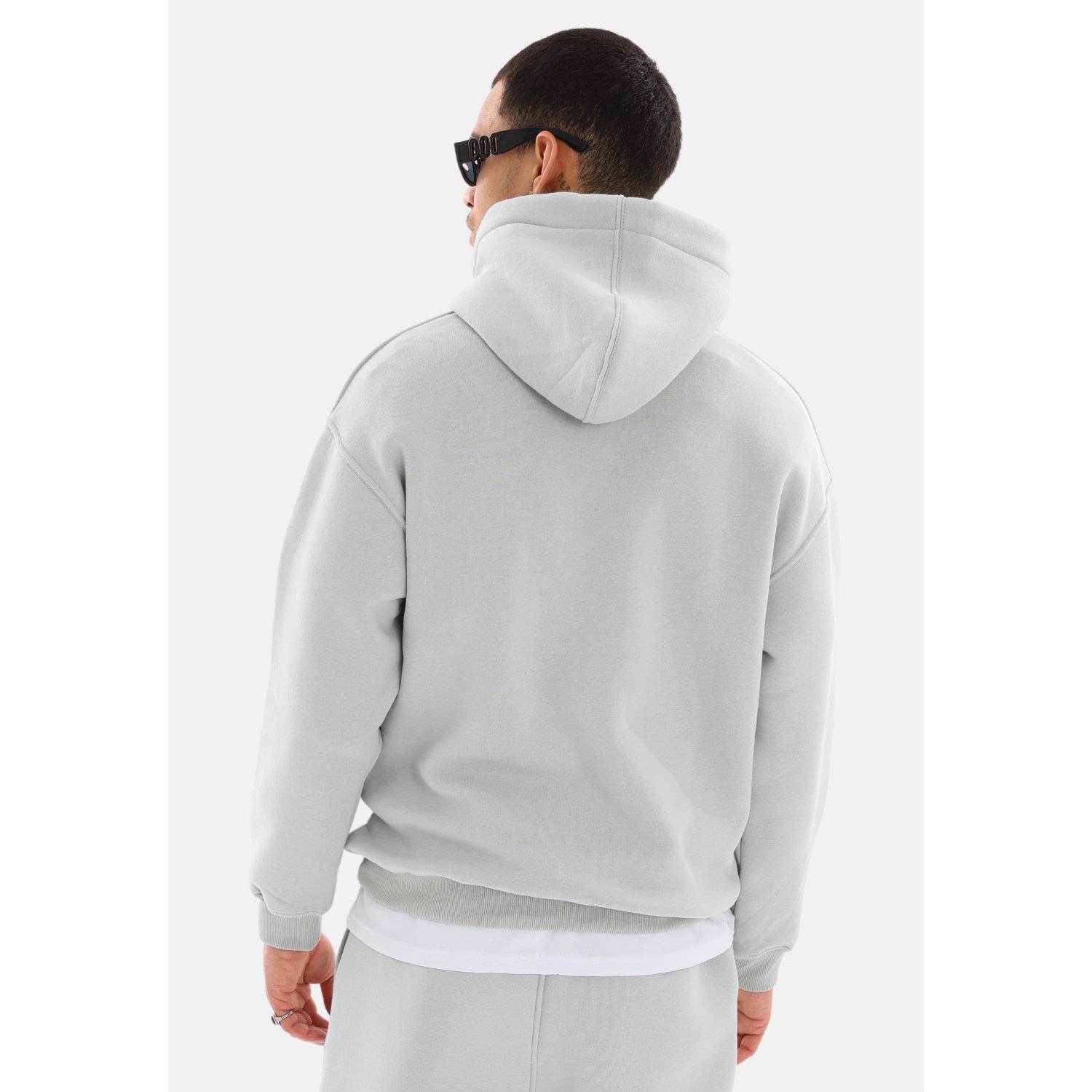 einfarbiger Basic Oversized Zip-Hoodie | Premium Herren & Damen Sweat-Jacke (Unisex) Painted-Grau L