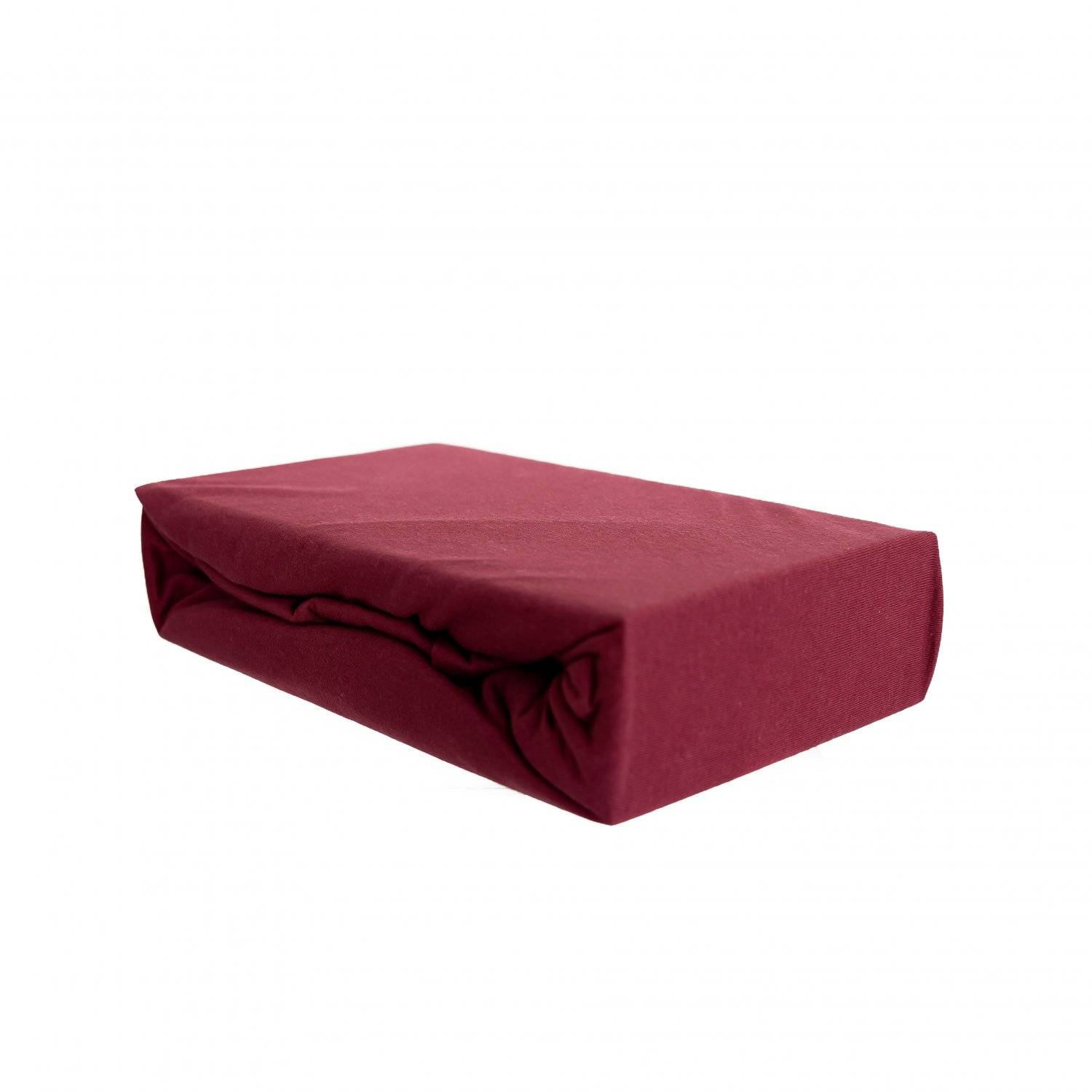 Jersey Spannbettlaken, 100% Baumwolle, 90-100x200 cm + 25 cm Rundumgummizug Bordeaux
