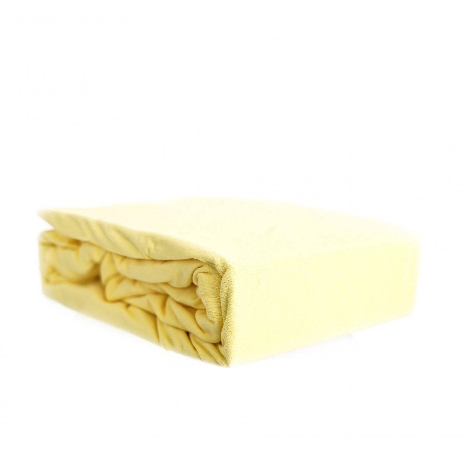 Jersey Spannbettlaken 100% Baumwolle 200-200x220 cm + 40 cm Rundumgummizug Gelb
