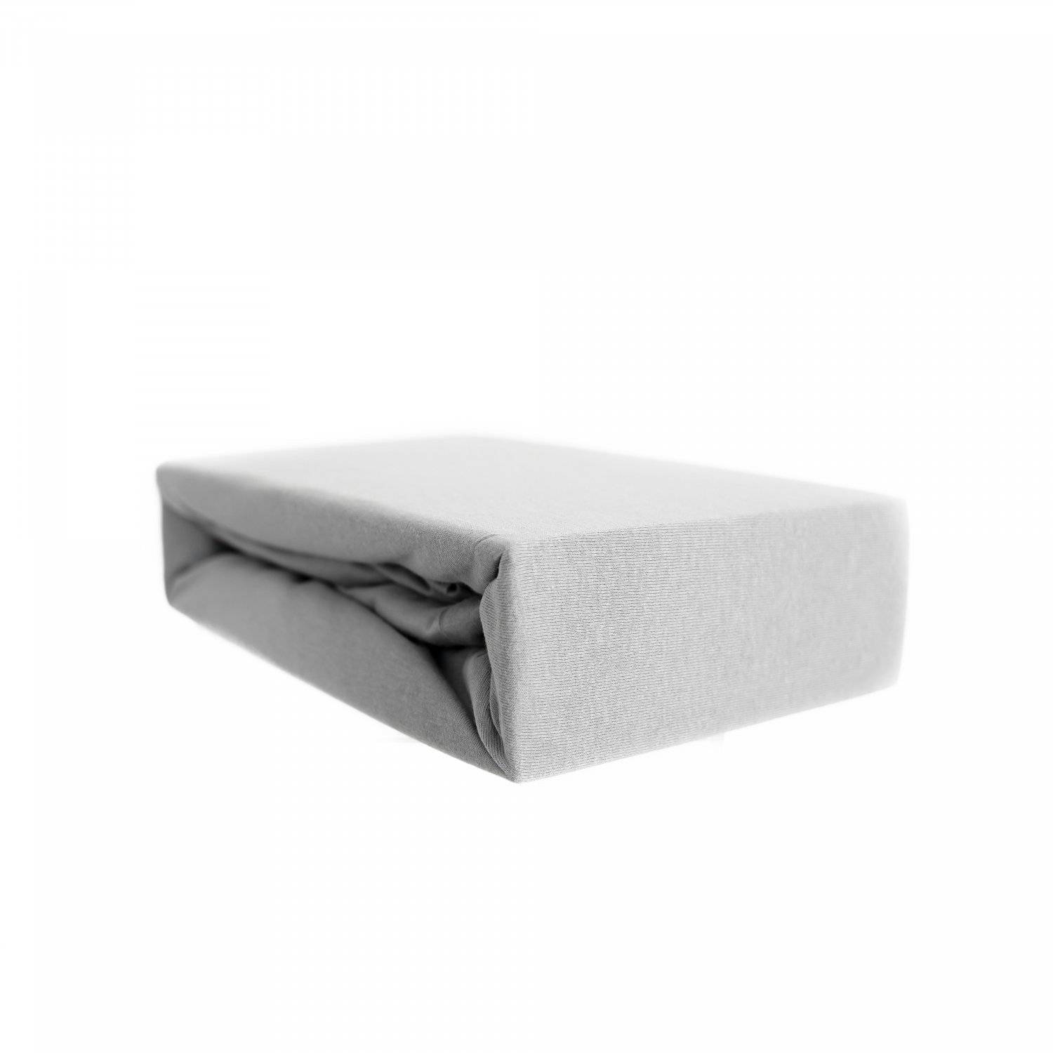 Jersey Spannbettlaken, 100% Baumwolle, 90-100x200 cm + 25 cm Rundumgummizug Grau