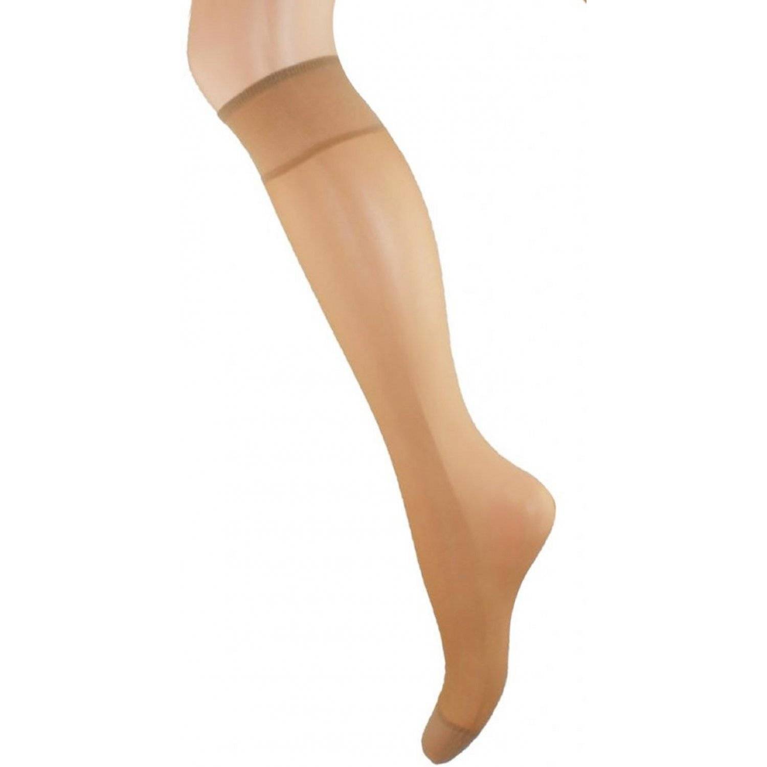 Aurellie Damen Kniestrümpfe: Elegante Lycra-Kniesocken mit 20 DEN Onesize Beige