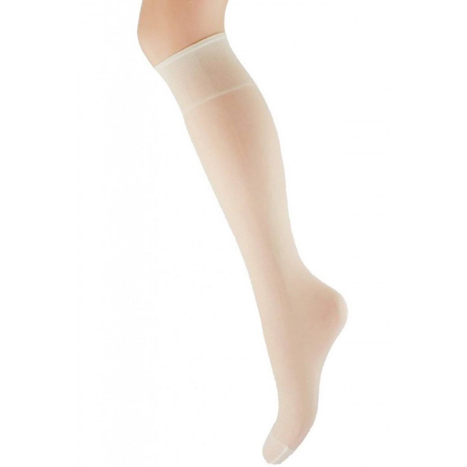 Aurellie Damen Kniestrümpfe: Elegante Lycra-Kniesocken mit 20 DEN Onesize Cremeweiß
