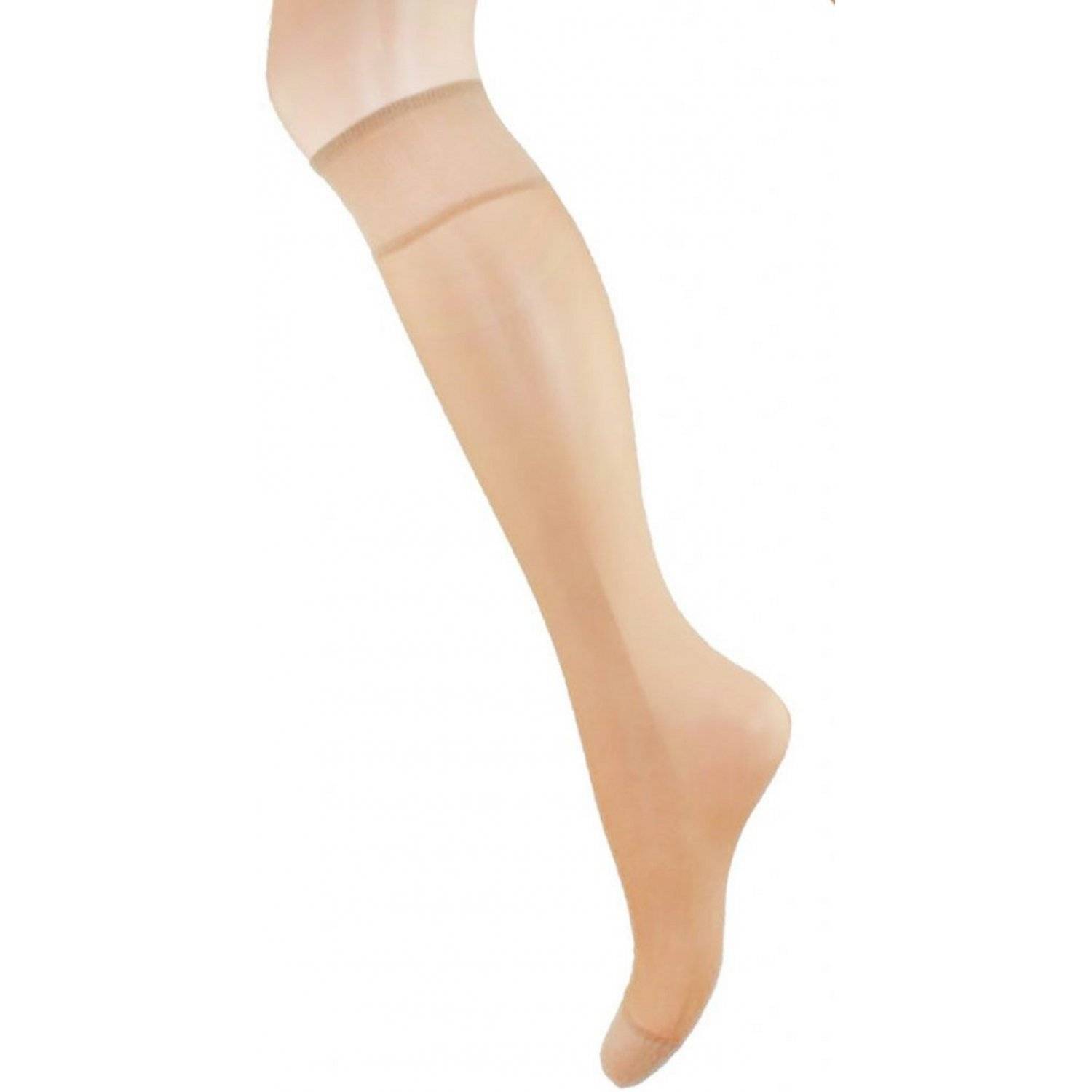 Aurellie Damen Kniestrümpfe: Elegante Lycra-Kniesocken mit 20 DEN Onesize Hellbeige
