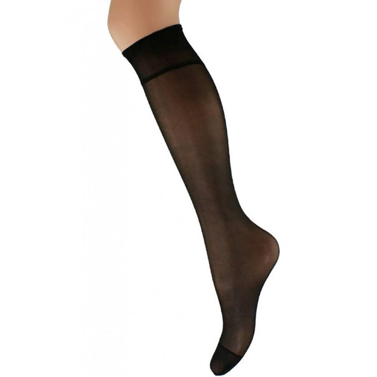 Aurellie Damen Kniestrümpfe: Elegante Lycra-Kniesocken mit 20 DEN Onesize Schwarz