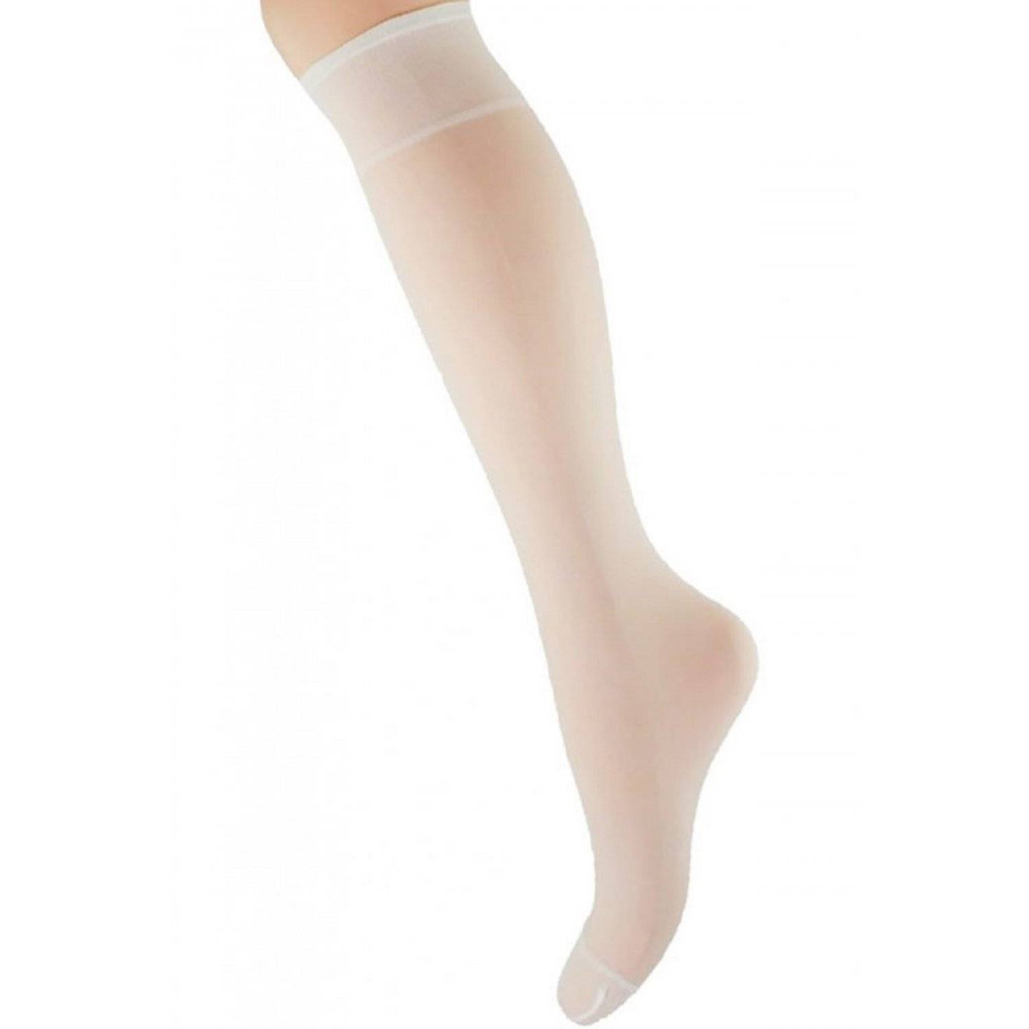 Aurellie Damen Kniestrümpfe: Elegante Lycra-Kniesocken mit 20 DEN Onesize Weiß