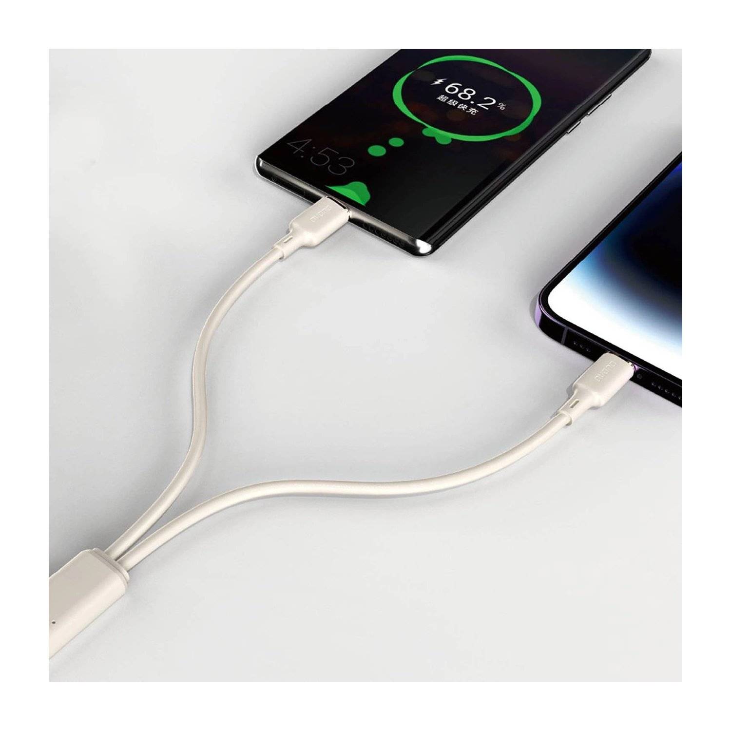 Ladekabel Dudao L7SF 2in1 Kabel USB-C - USB-C / kompatibel mit iPhone 100W 1,2m - Beige
