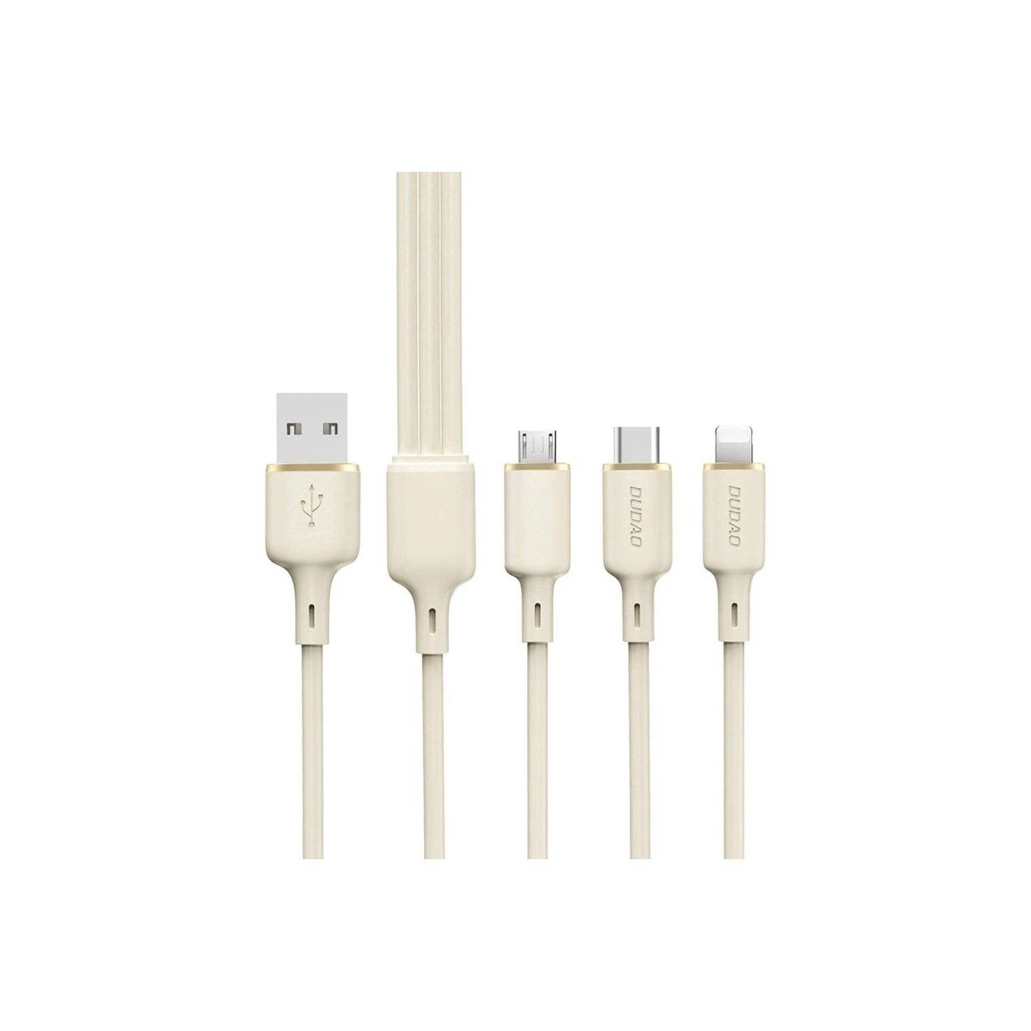 Ladekabel Dudao L7SE 3in1 Kabel USB-C - USB-C / kompatibel mit iPhone Micro USB 66W 1,2m - Beige