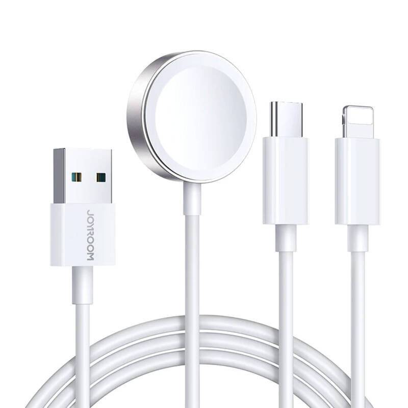 Apple Watch Magnetisches Ladegerät Joyroom S-IW008 Lightning + USB-C 5V 1.2m (Weiß)