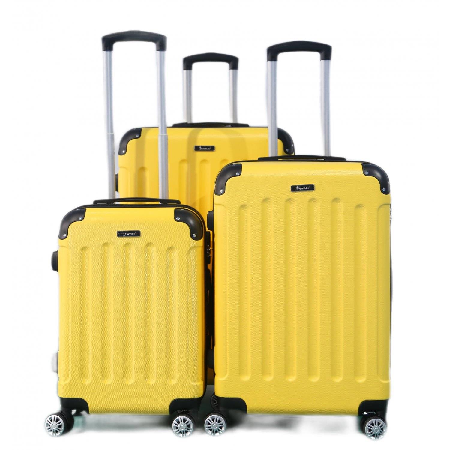 Reisekoffer Koffer 3 tlg Hartschale Trolley Set Kofferset Handgepäck Gepäck Reisetasche Gelb