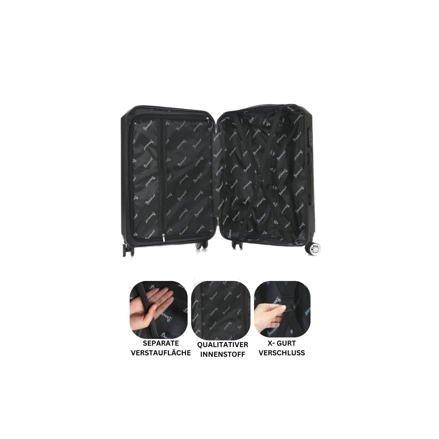 Reisekoffer ABS-03 Koffer 3-teilig Hartschale Trolley Set Kofferset Handgepäck Gepäck Reisetasche Gelb