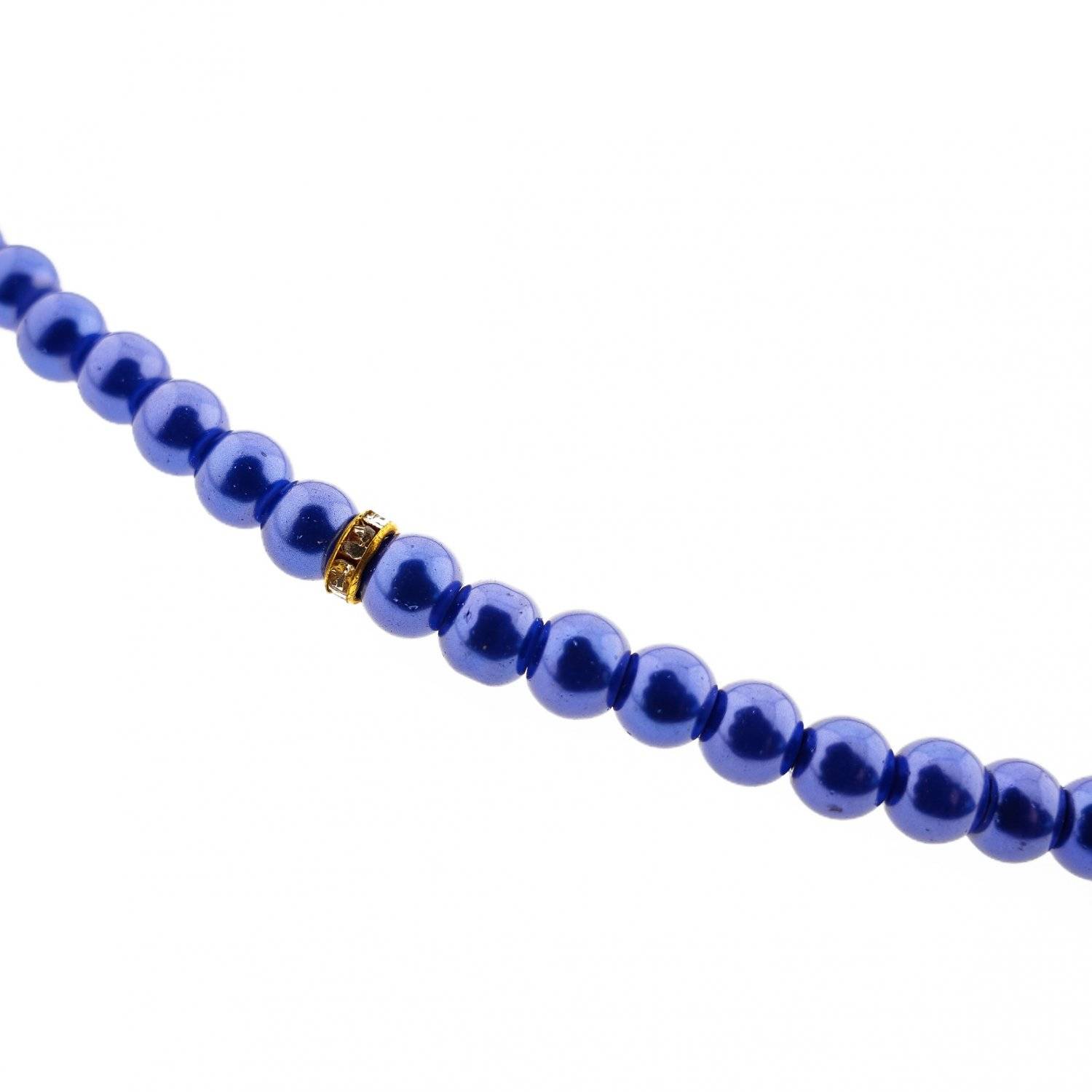 Gebetsketten mit goldenen Akzenten 45 cm 99 Perlen Anhänger mit Fransen Blau