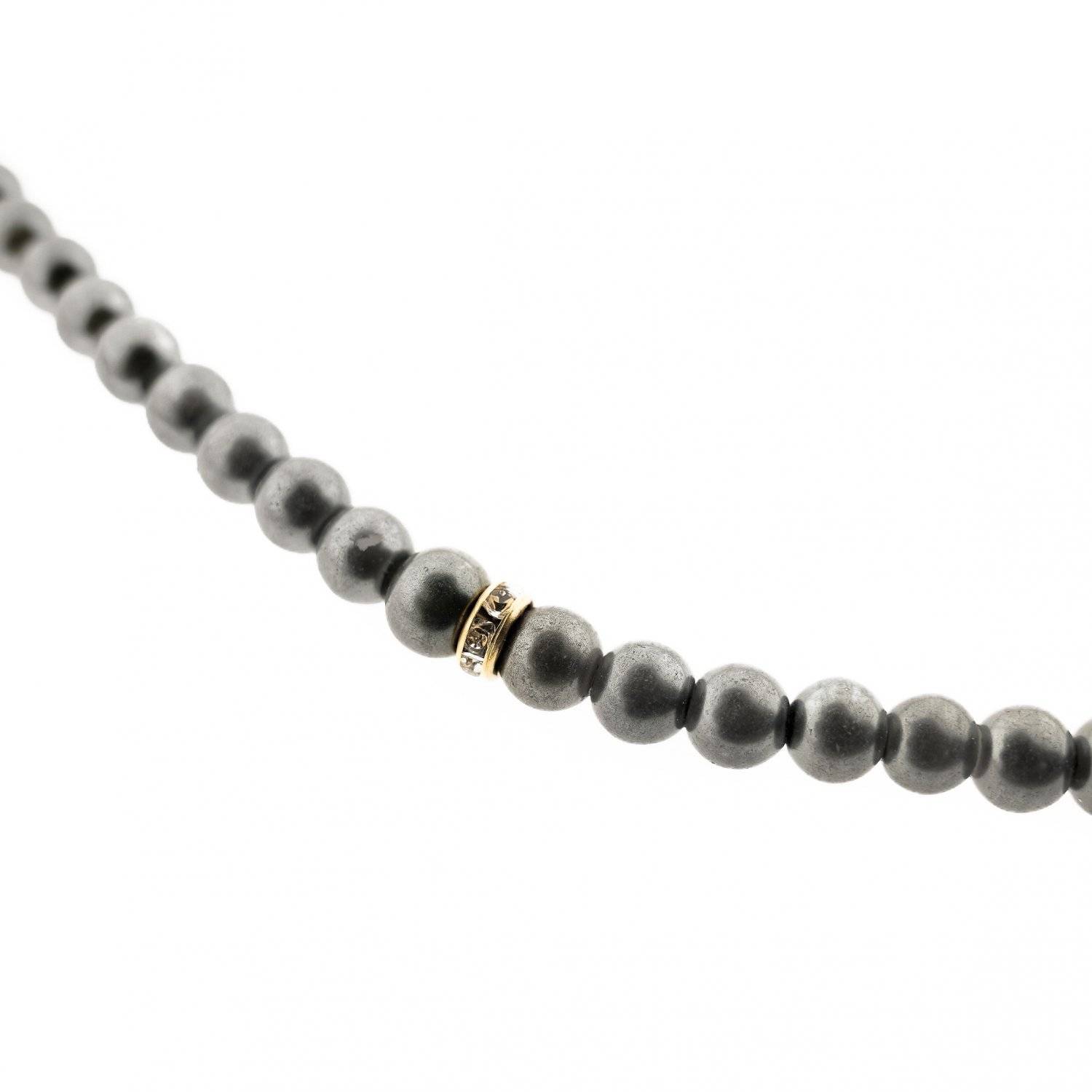 Gebetsketten mit goldenen Akzenten 45 cm 99 Perlen Anhänger mit Fransen Anthrazit