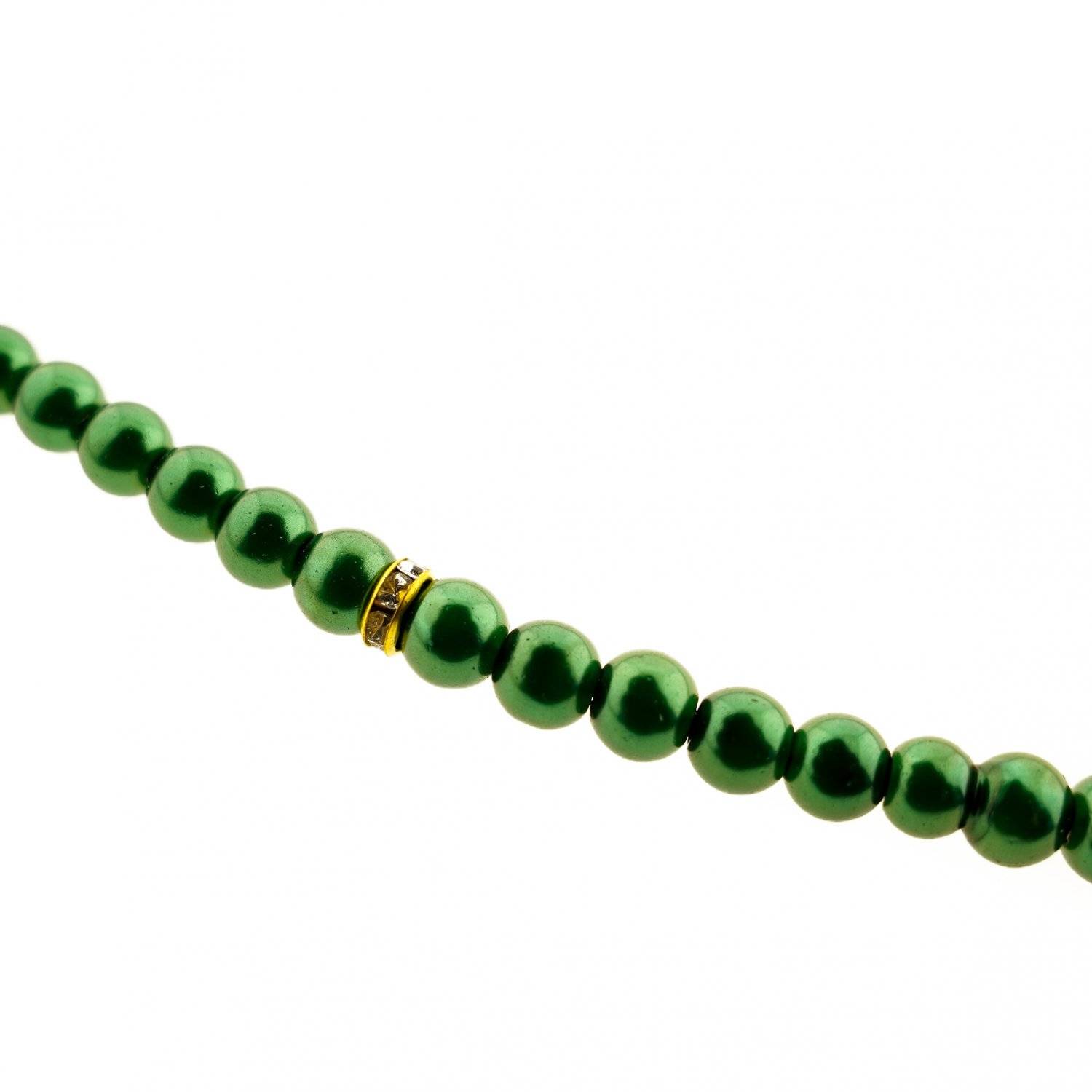 Gebetsketten mit goldenen Akzenten 45 cm 99 Perlen Anhänger mit Fransen Grün