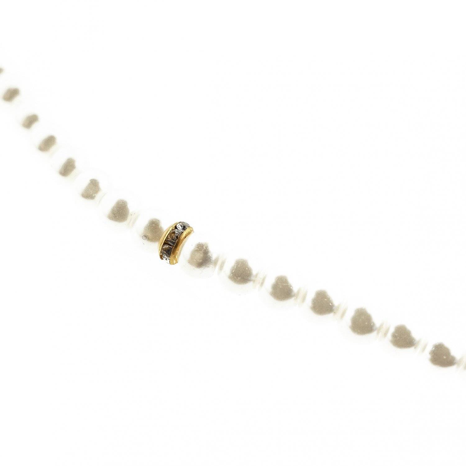 Gebetsketten mit goldenen Akzenten 45 cm 99 Perlen Anhänger mit Fransen Weiß