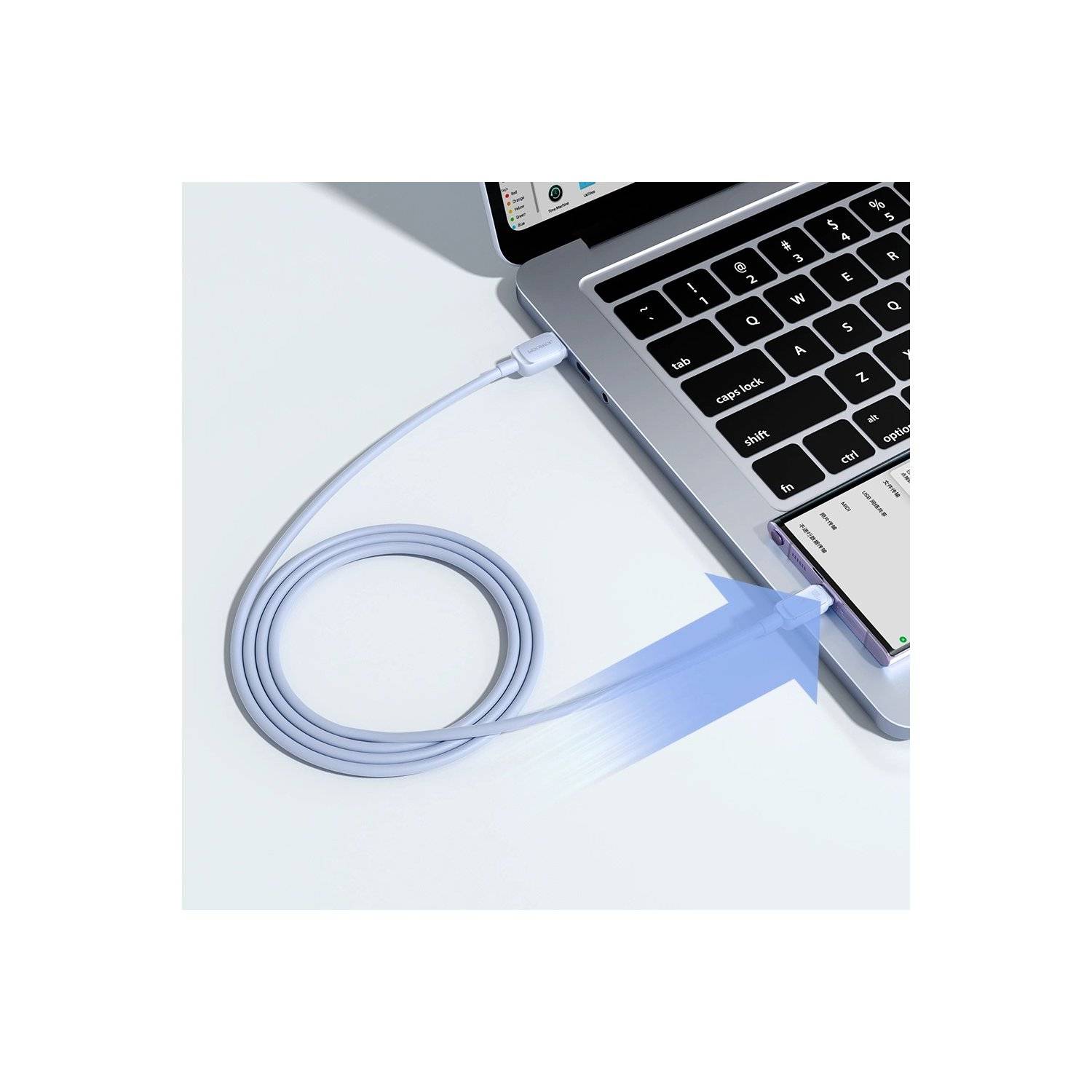 Datenkabel 1,2 m Joyroom USB-Kabel - USB TPE Ladekabel Blau - Spannung bis zu 3 A USB-C