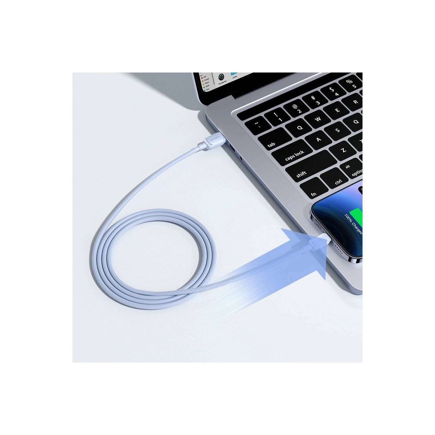 Datenkabel 1,2 m Joyroom USB-Kabel - USB TPE Ladekabel Blau - Spannung bis zu 3 A kompatibel mit iPhone