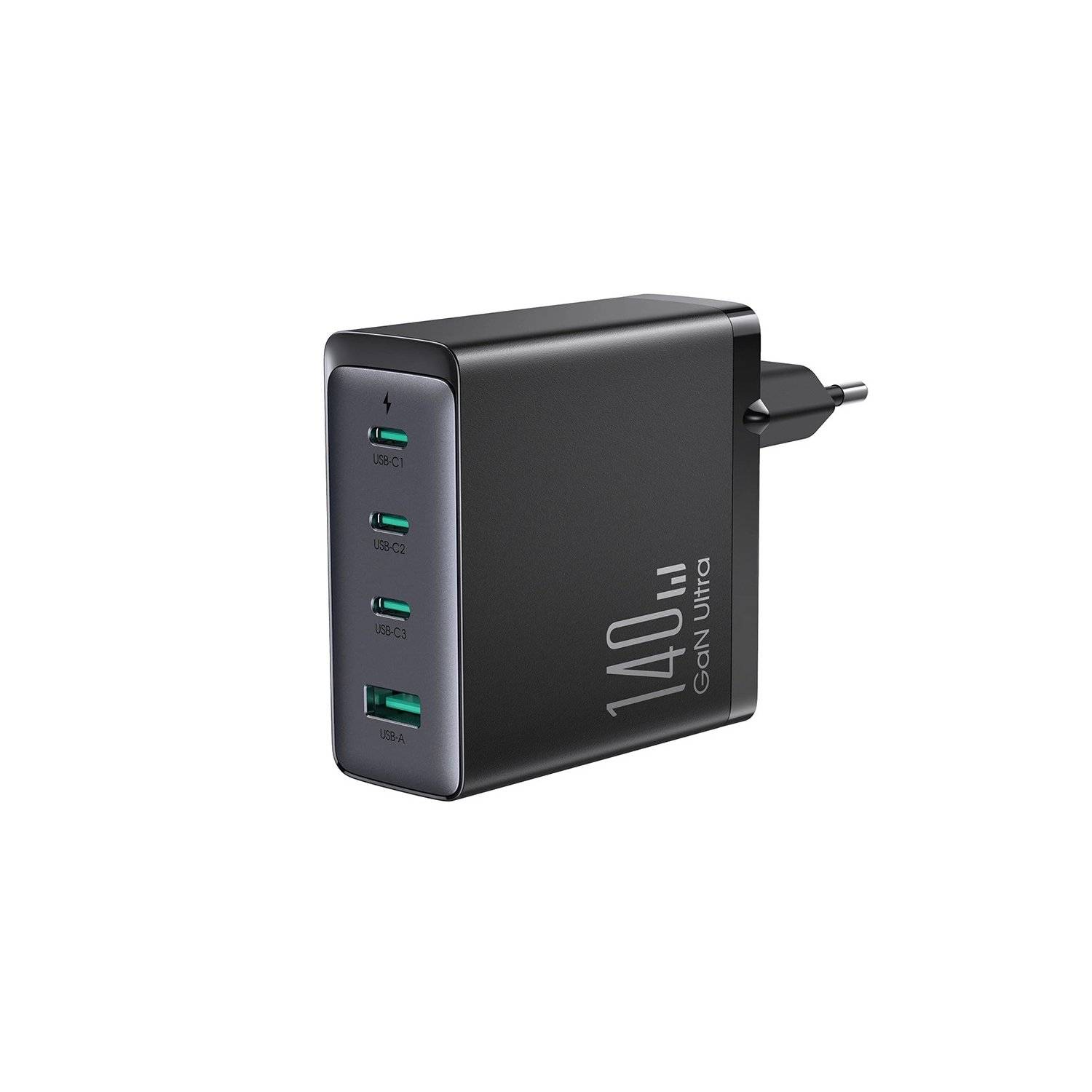 GaN Ultra 140W Schnellladegerät 3 x USB-C / USB-A Joyroom JR-TCG05EU - Schwarz + USB-C - USB-C 240W 1,2m Kabel