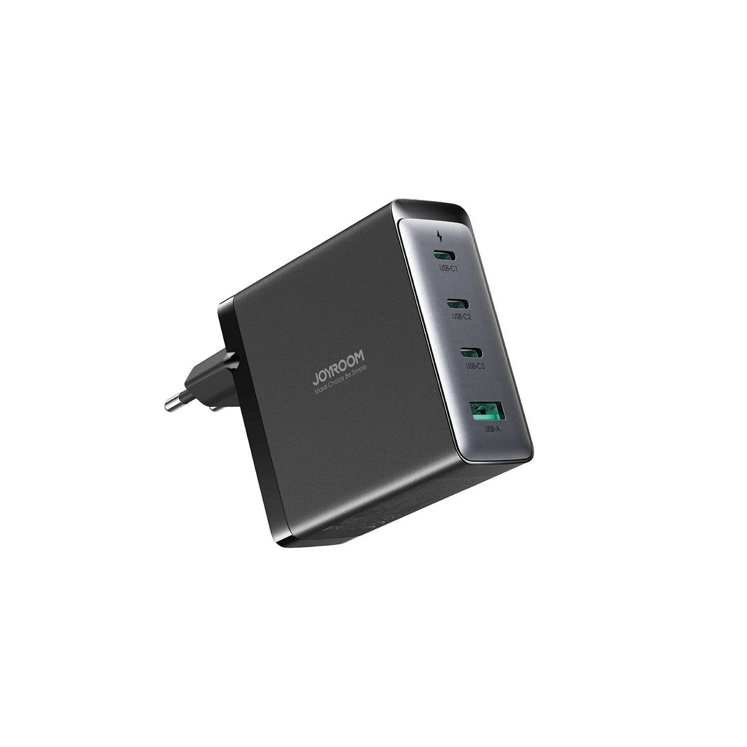 GaN Ultra 140W Schnellladegerät 3 x USB-C / USB-A Joyroom JR-TCG05EU - Schwarz + USB-C - USB-C 240W 1,2m Kabel