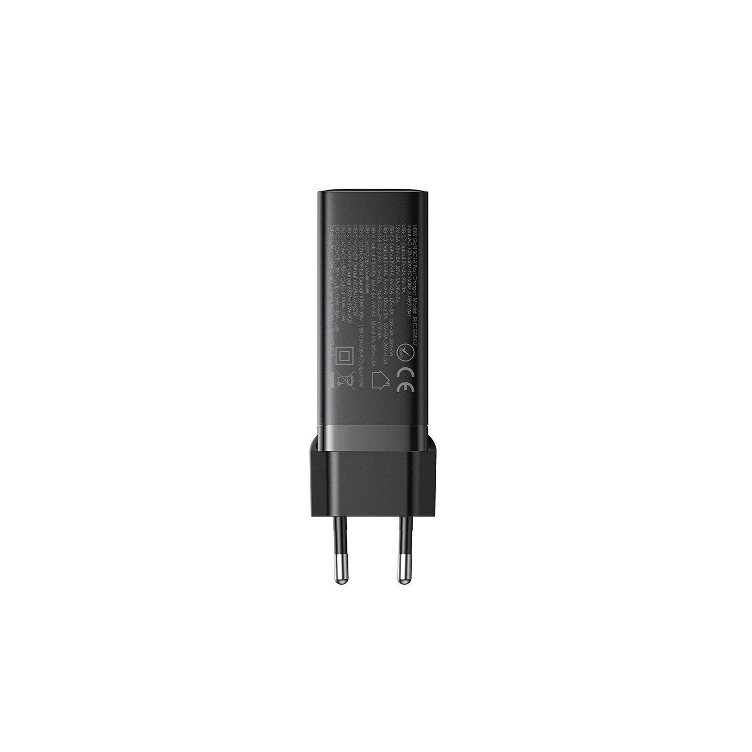 GaN Ultra 140W Schnellladegerät 3 x USB-C / USB-A Joyroom JR-TCG05EU - Schwarz + USB-C - USB-C 240W 1,2m Kabel