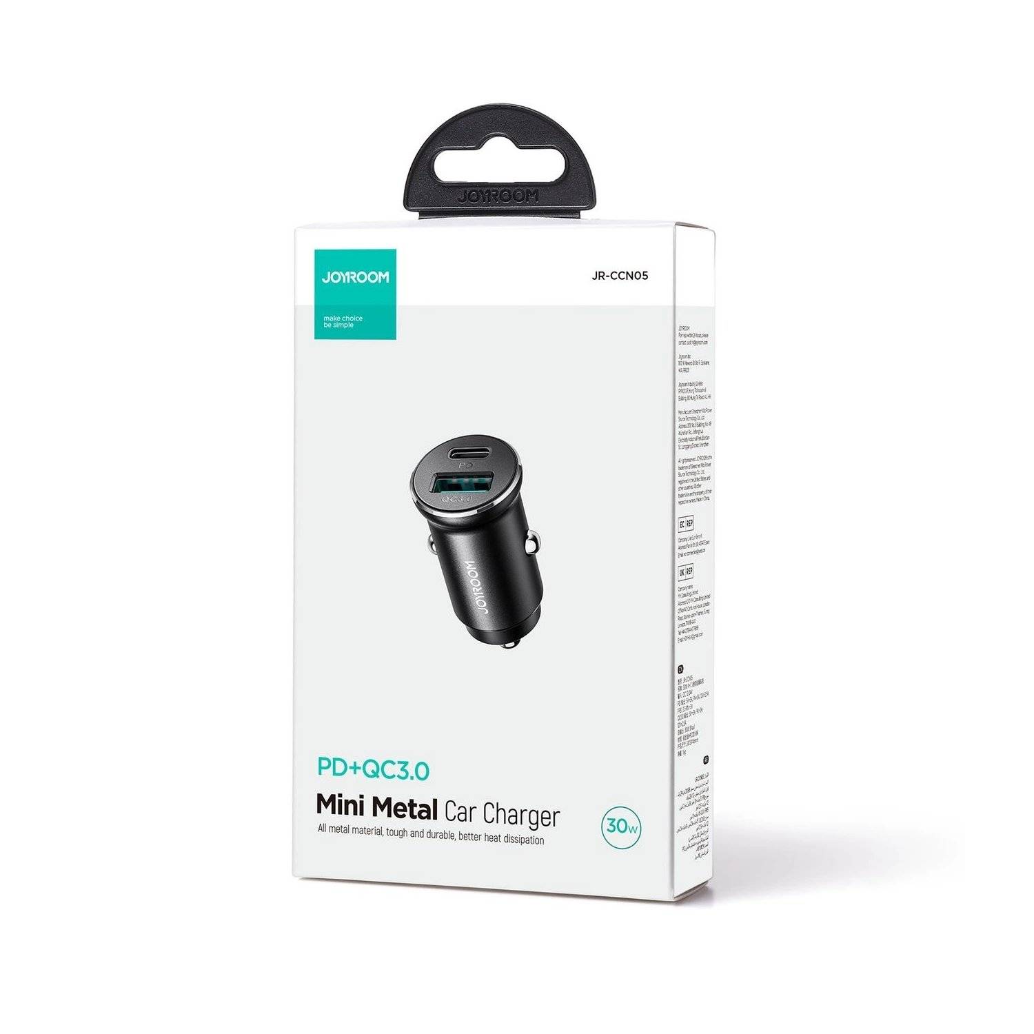 Auto-Adapter Joyroom JR-CCN05 30W USB-A USB-C Mini-Autoladegerät - Schwarz