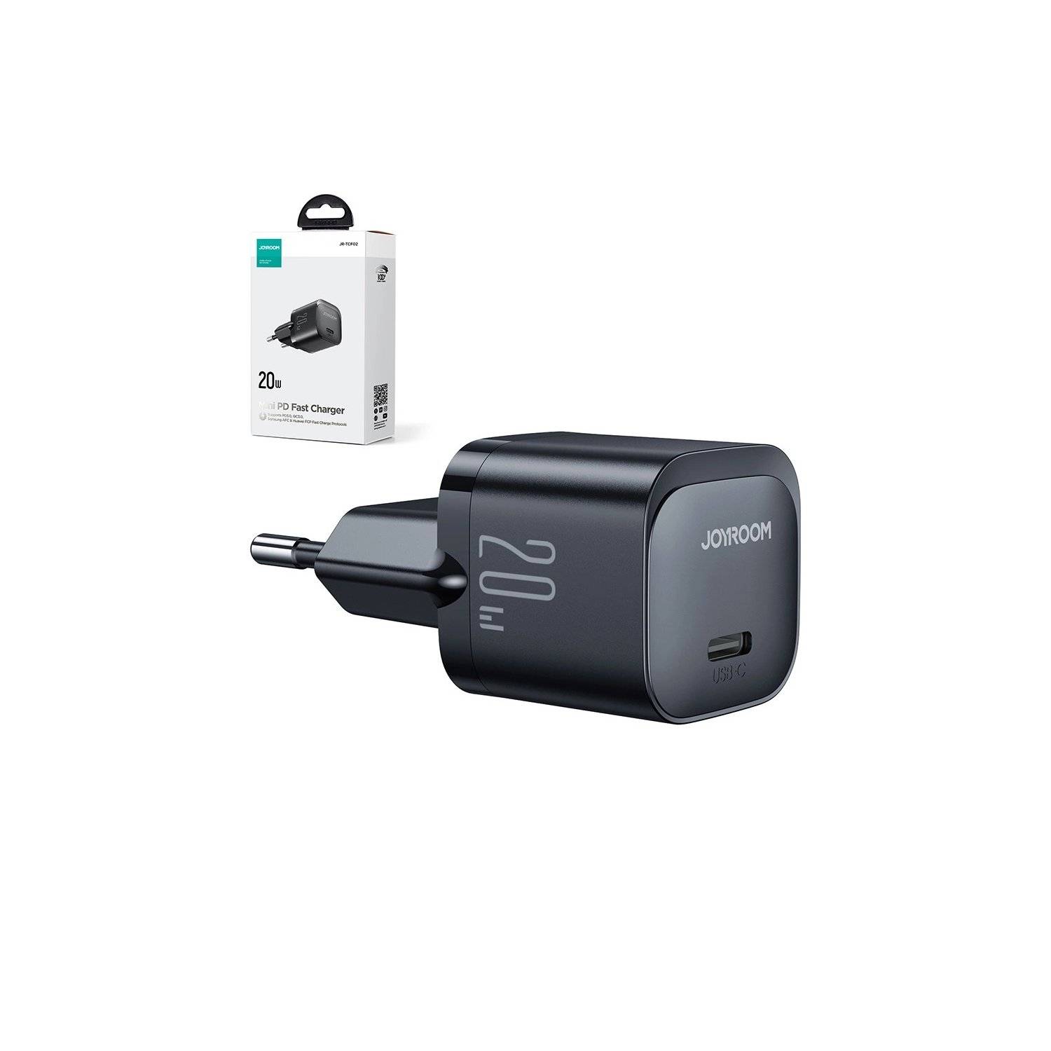 Mini-Ladegerät USB C 20W PD Joyroom JR-TCF02 - Schwarz - Wandladegerät