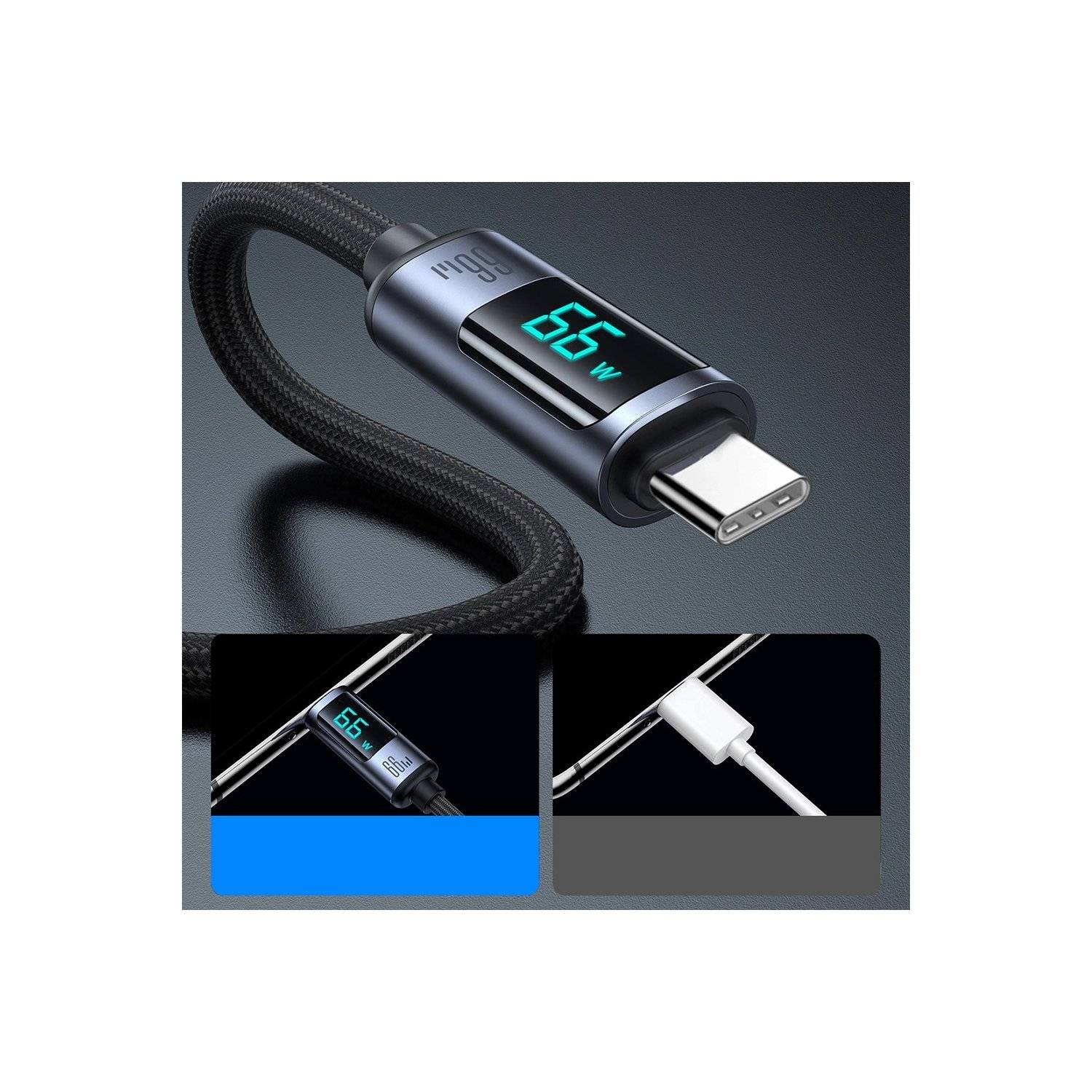 Schnellladekabel USB C - USB A Kabel 66W 1,2m mit LED-Anzeige Joyroom S-AC066A16 - Schwarz