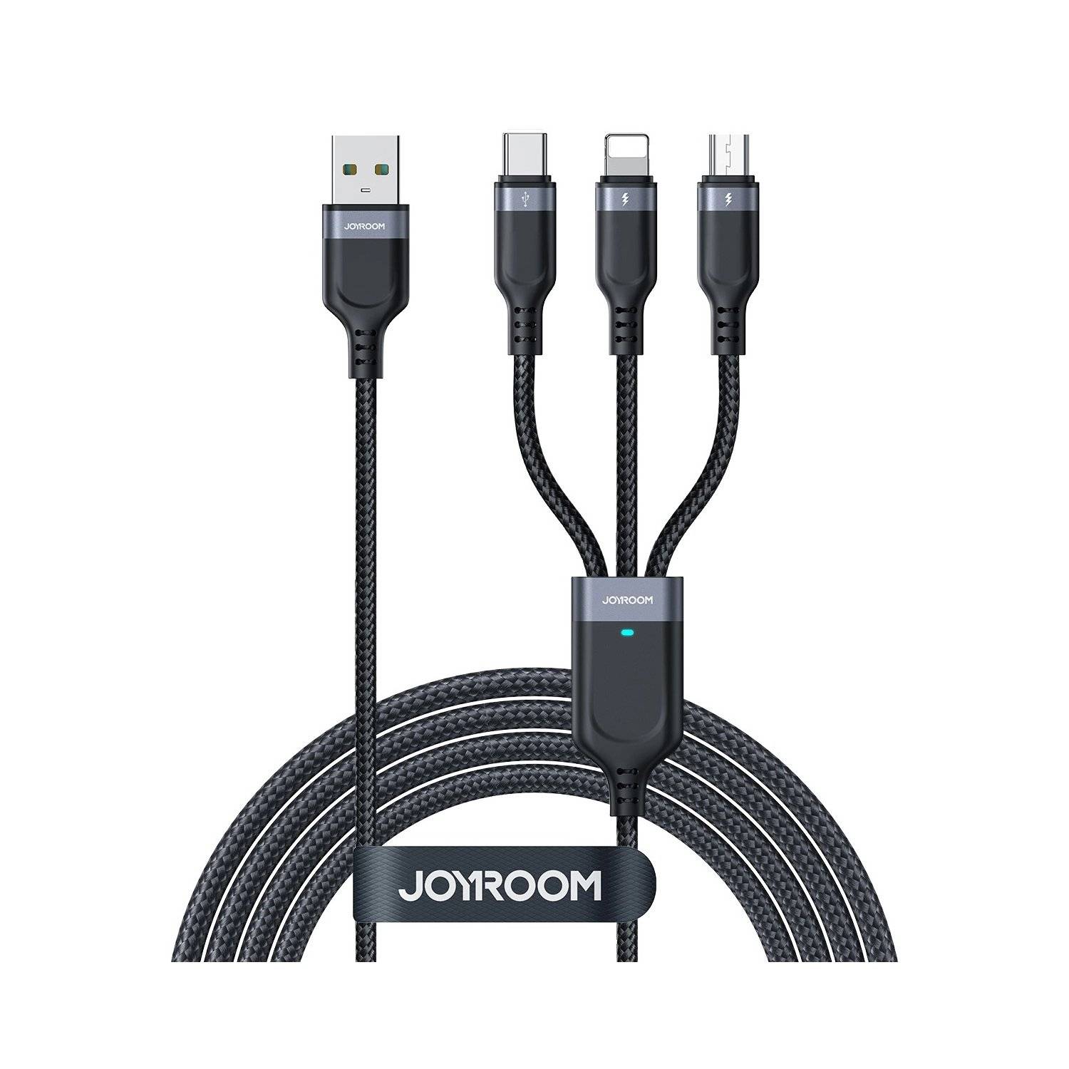Joyroom Multi-Use Series 3-in-1-Kabel S-1T3018A18 kompatibel mit iPhone USB-C Micro-USB 1,2 m  Schwarz