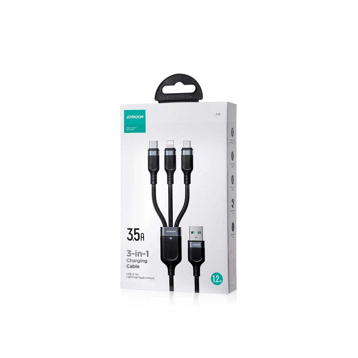 Joyroom Multi-Use Series 3-in-1-Kabel S-1T3018A18 kompatibel mit iPhone USB-C Micro-USB 1,2 m  Schwarz