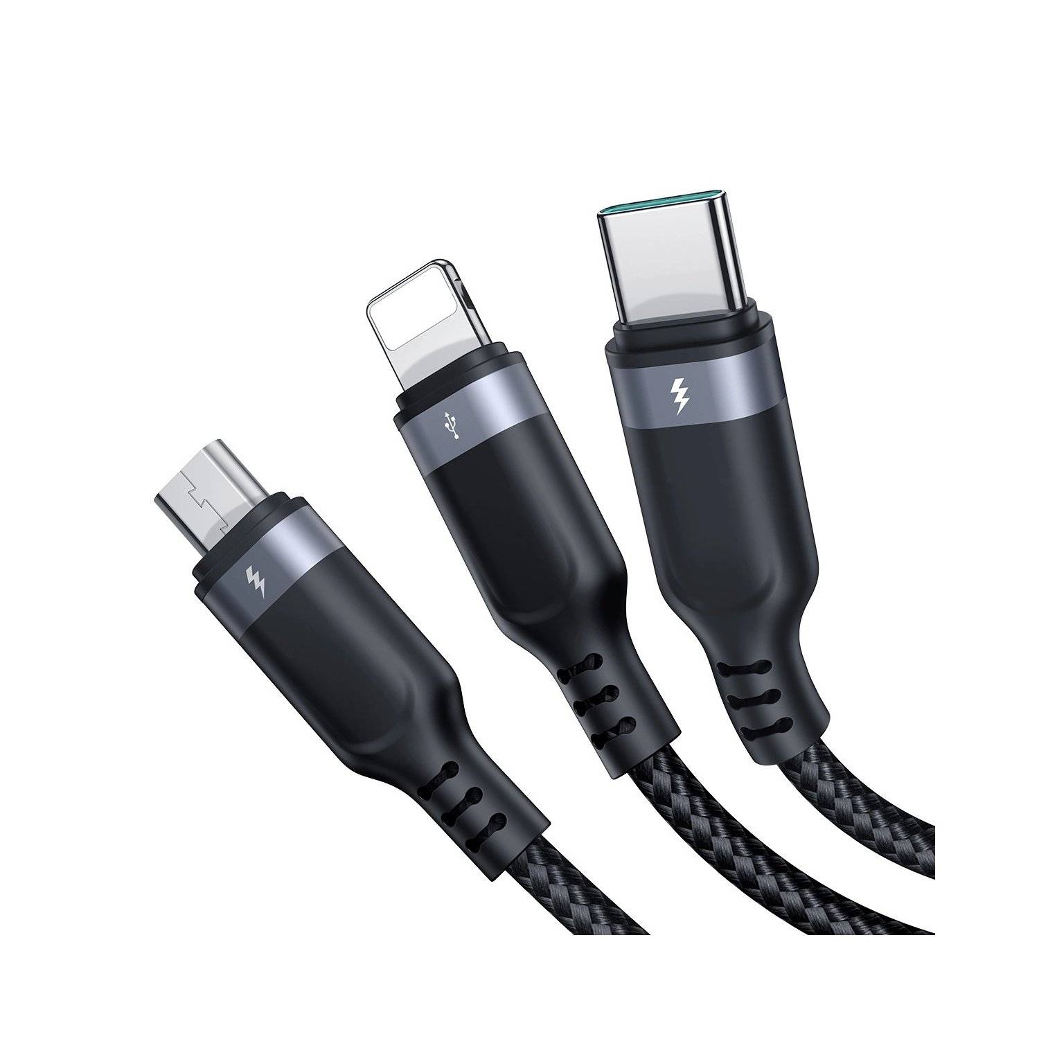 Joyroom Multi-Use Series 3-in-1-Kabel S-1T3018A18 kompatibel mit iPhone USB-C Micro-USB 1,2 m  Schwarz
