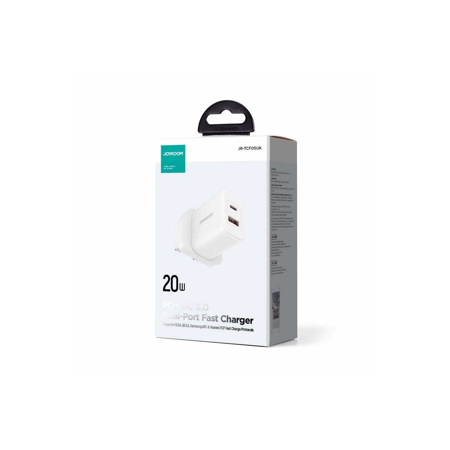 Wandladegerät UK Joyroom FlashSeries JR-TCF05 20W USB-A USB-C Ladegerät  Weiß