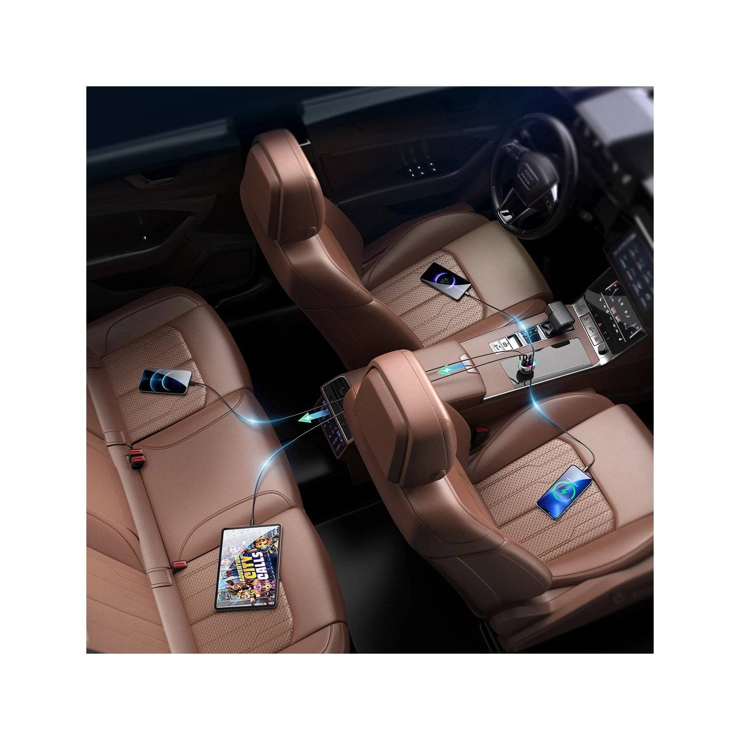 Zigarettenanzünder-Adaptert Joyroom 70W Autoladegerät mit 4 Anschlüssen: 2 x USB C, 2 x USB schwarz (JR-CL29)