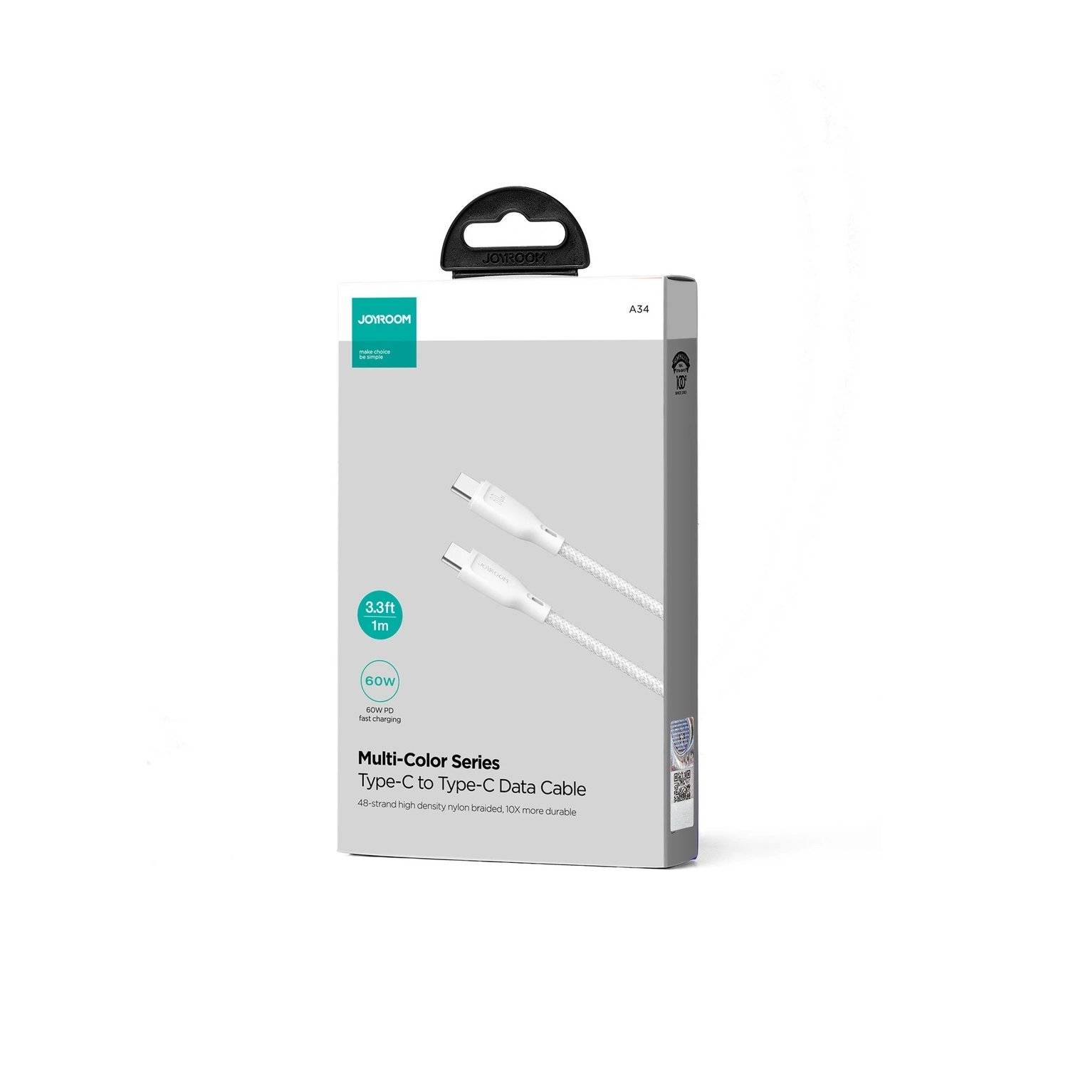 Daten-Kabel Joyroom SA34-CC3 USB-C  USB-C PD-Kabel 60 W 480 Mbit/s 1 m  Weiß Ladekabel
