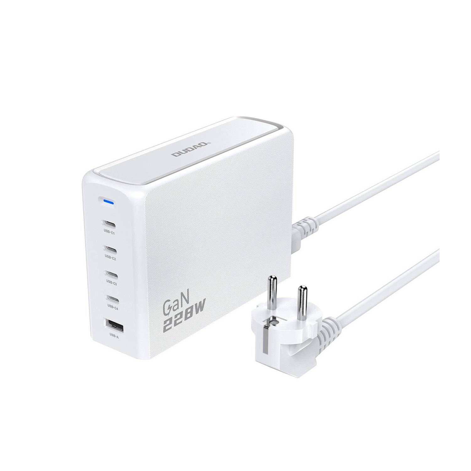 Wandladegerät Dudao A228EU GaN-Ladegerät 1x USB-A 4x USB-C PD 228W - Weiß