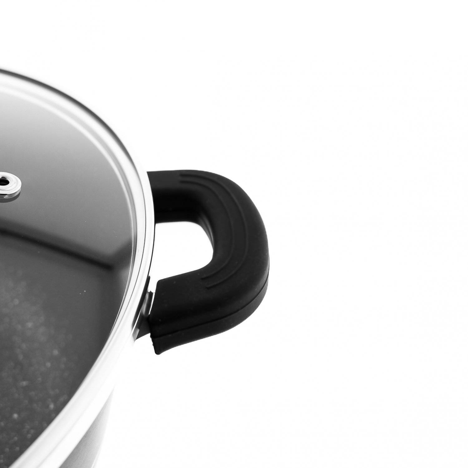 Almina Kochtöpfe in Schwarz mit Glasdeckel Aluminium-Druckguss mit Antihaftbeschichtung ?36 cm