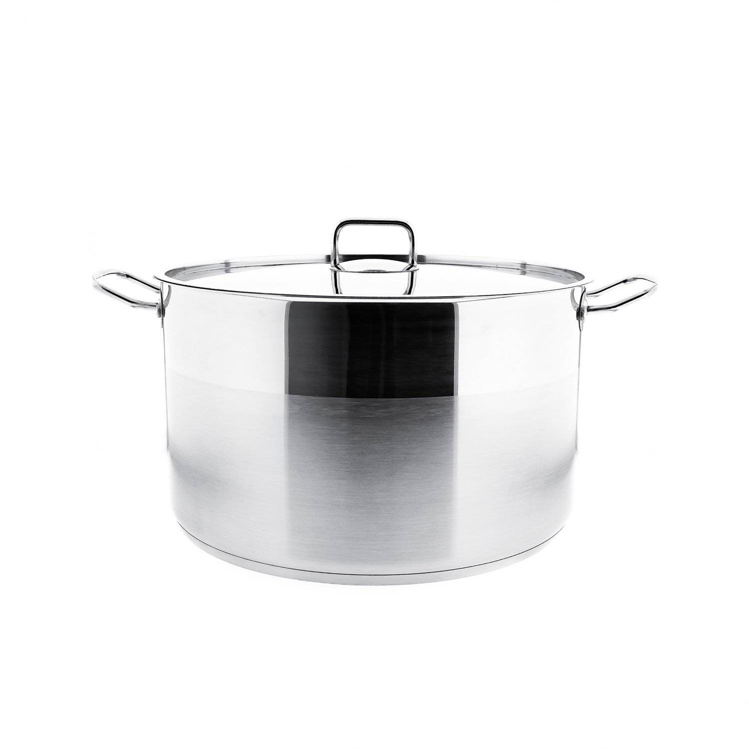 Almina Kochtopf Silber aus Edelstahl mit Deckel für alle Herdarten 18 L