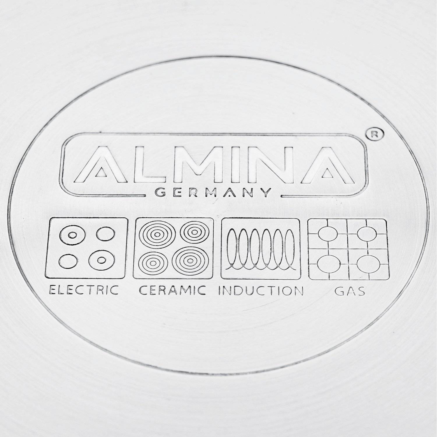 Almina Kochtopf Silber aus Edelstahl mit Deckel für alle Herdarten 18 L