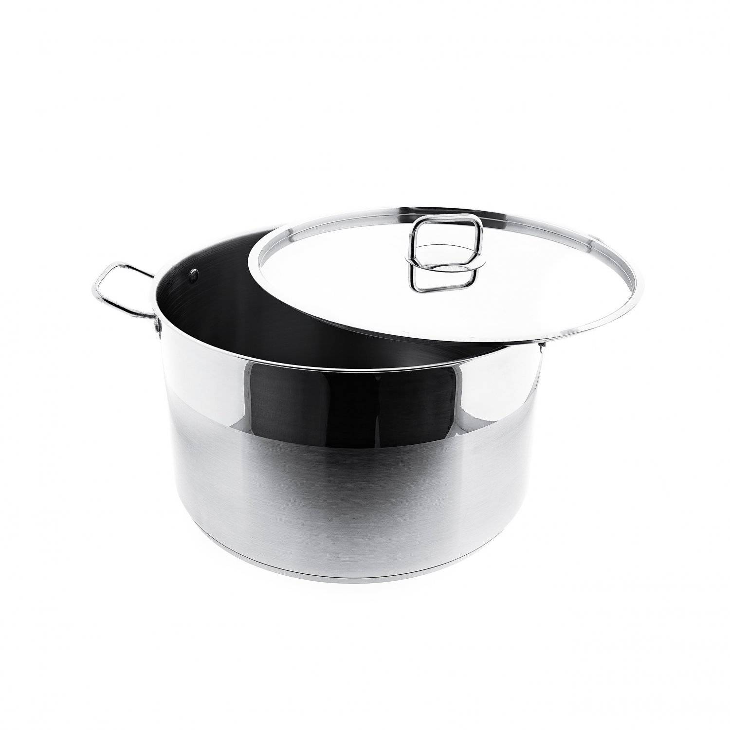 Almina Kochtopf Silber aus Edelstahl mit Deckel für alle Herdarten 18 L