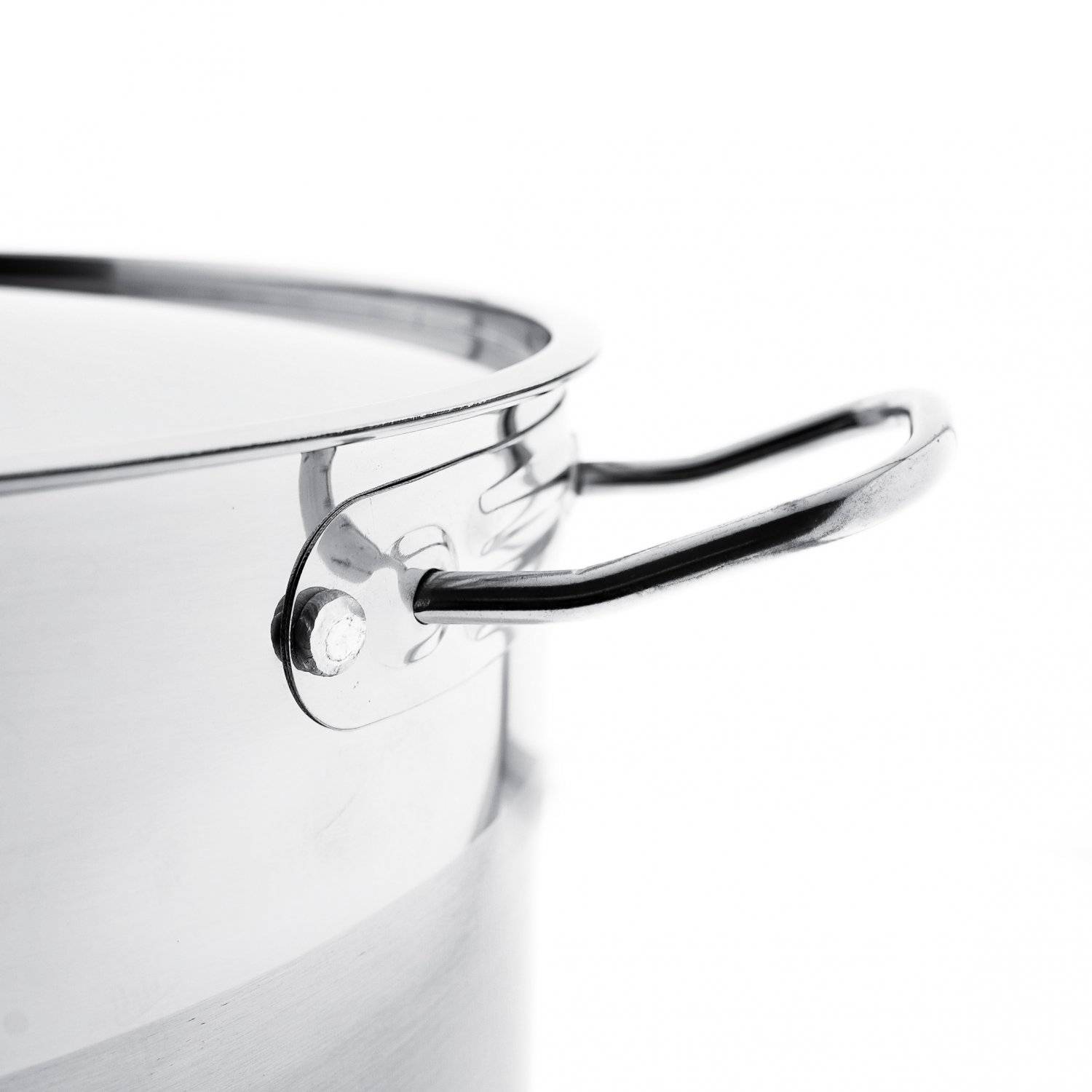 Almina Kochtopf Silber aus Edelstahl mit Deckel für alle Herdarten 18 L