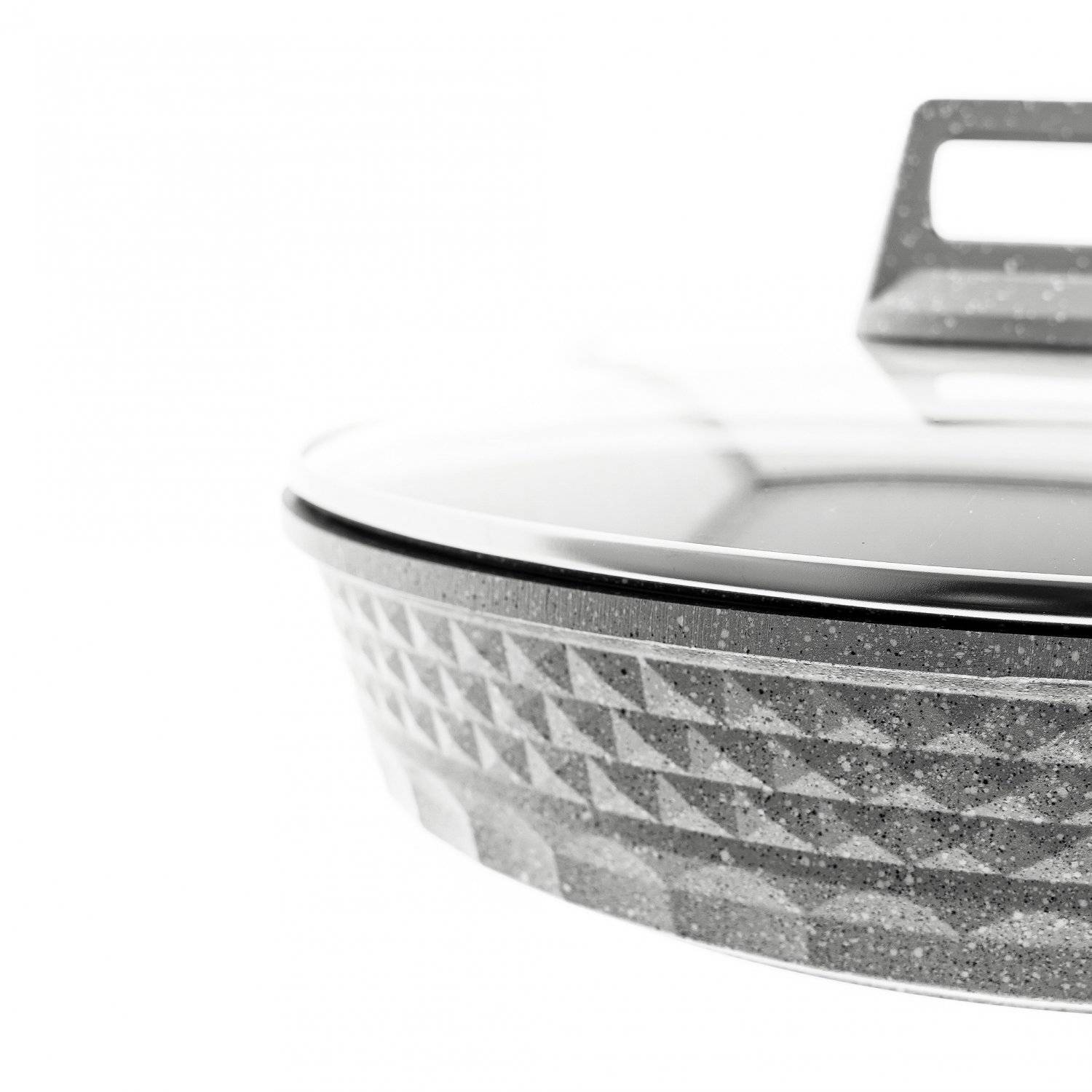 Almina Bratpfanne mit Glasdeckel Ø28 cm aus Aluminium-Druckguss mit Antihaftbeschichtung Grau