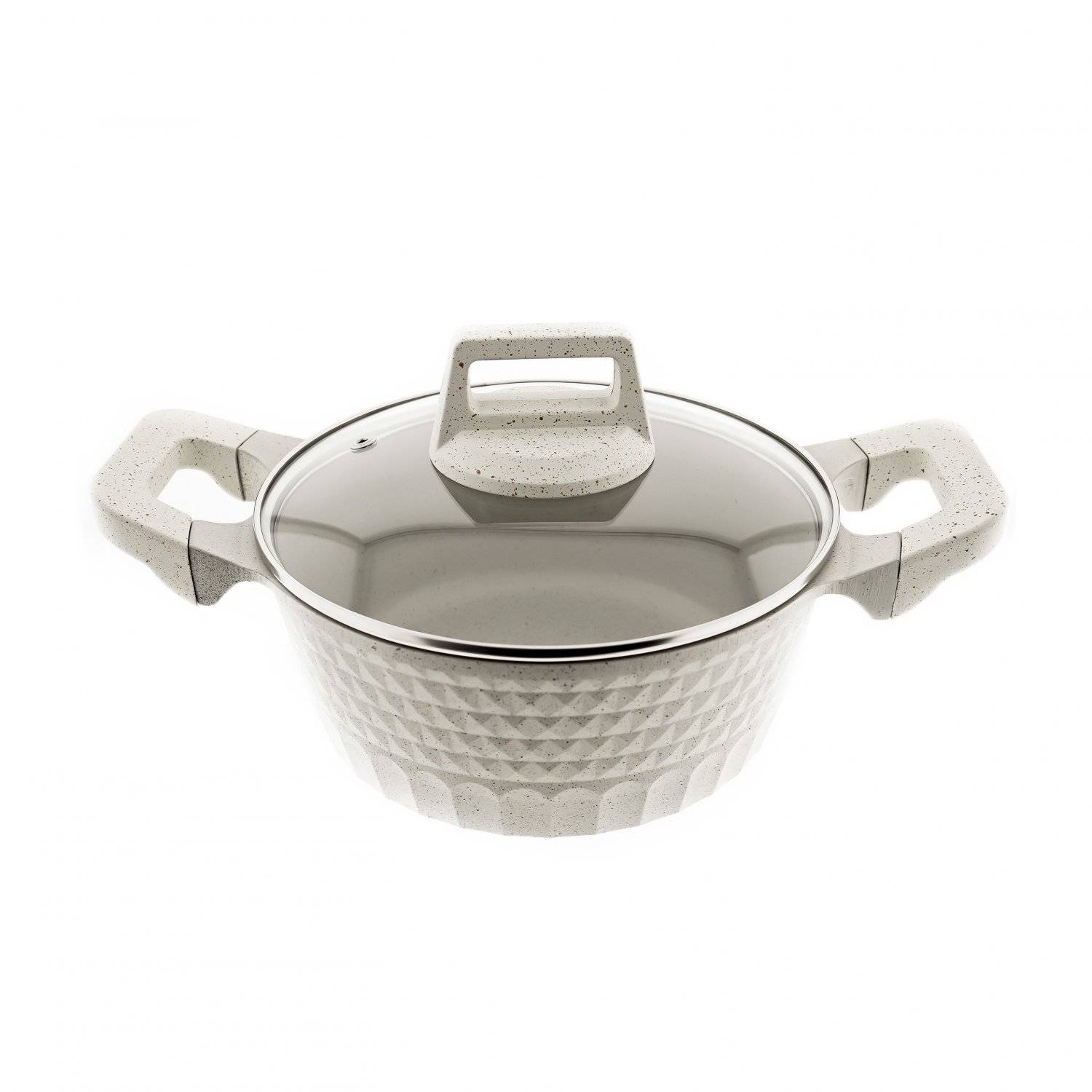 Almina Kochtöpfe in Creme Aluminium Druckguss mit Antihaftbeschichtung 2,4L