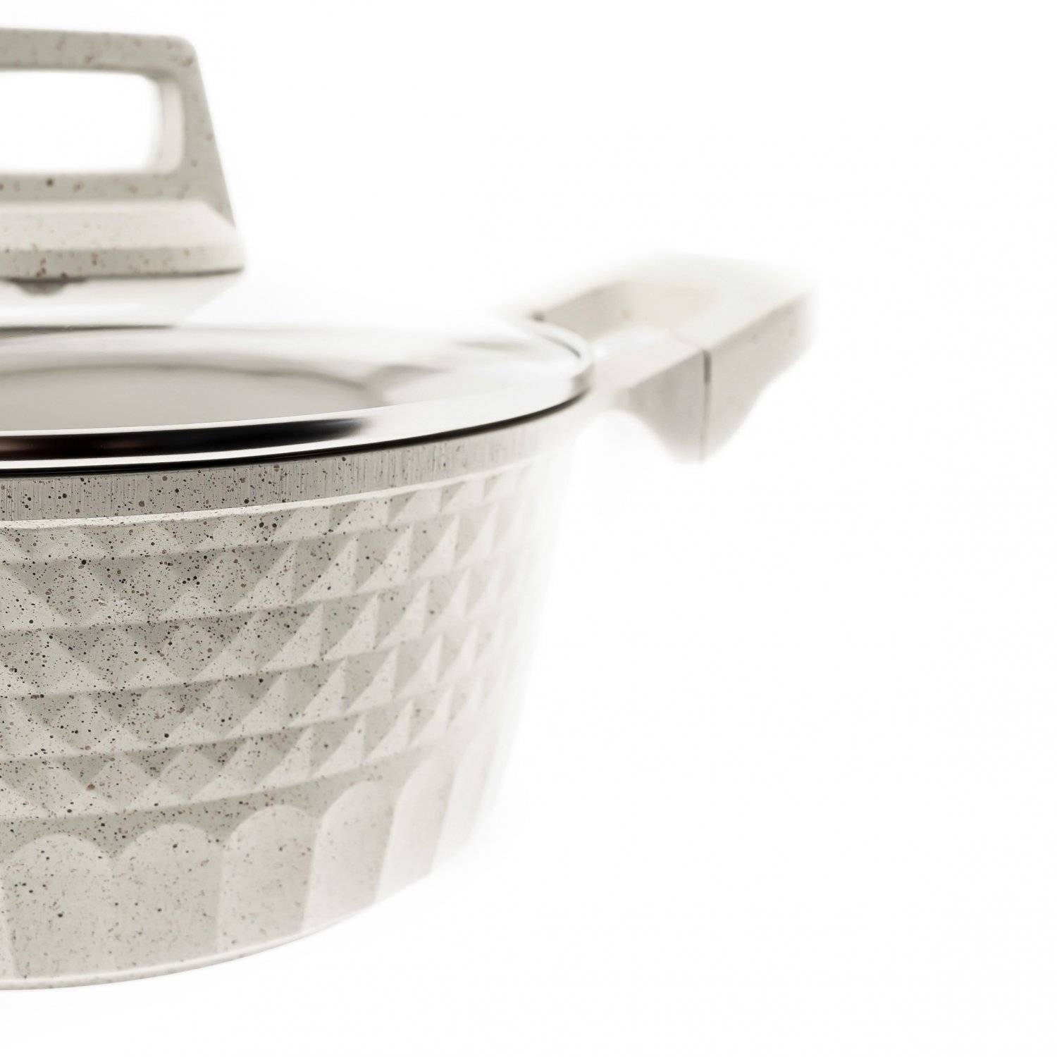 Almina Kochtöpfe in Creme Aluminium Druckguss mit Antihaftbeschichtung 2,4L