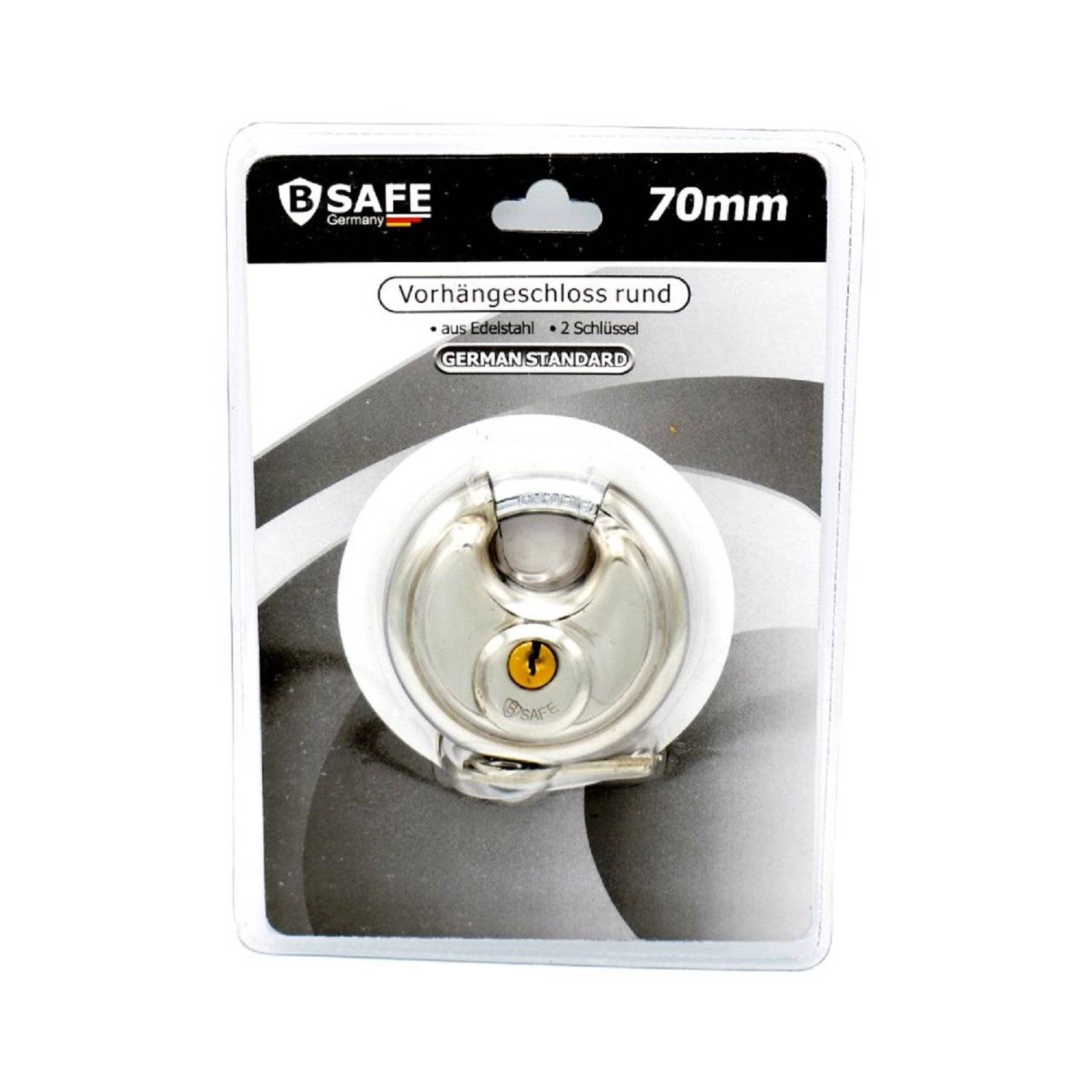 B-SAFE Vorhängeschloss Rundschloss - Robuste Sicherheitslösung für den Alltag ? 70mm