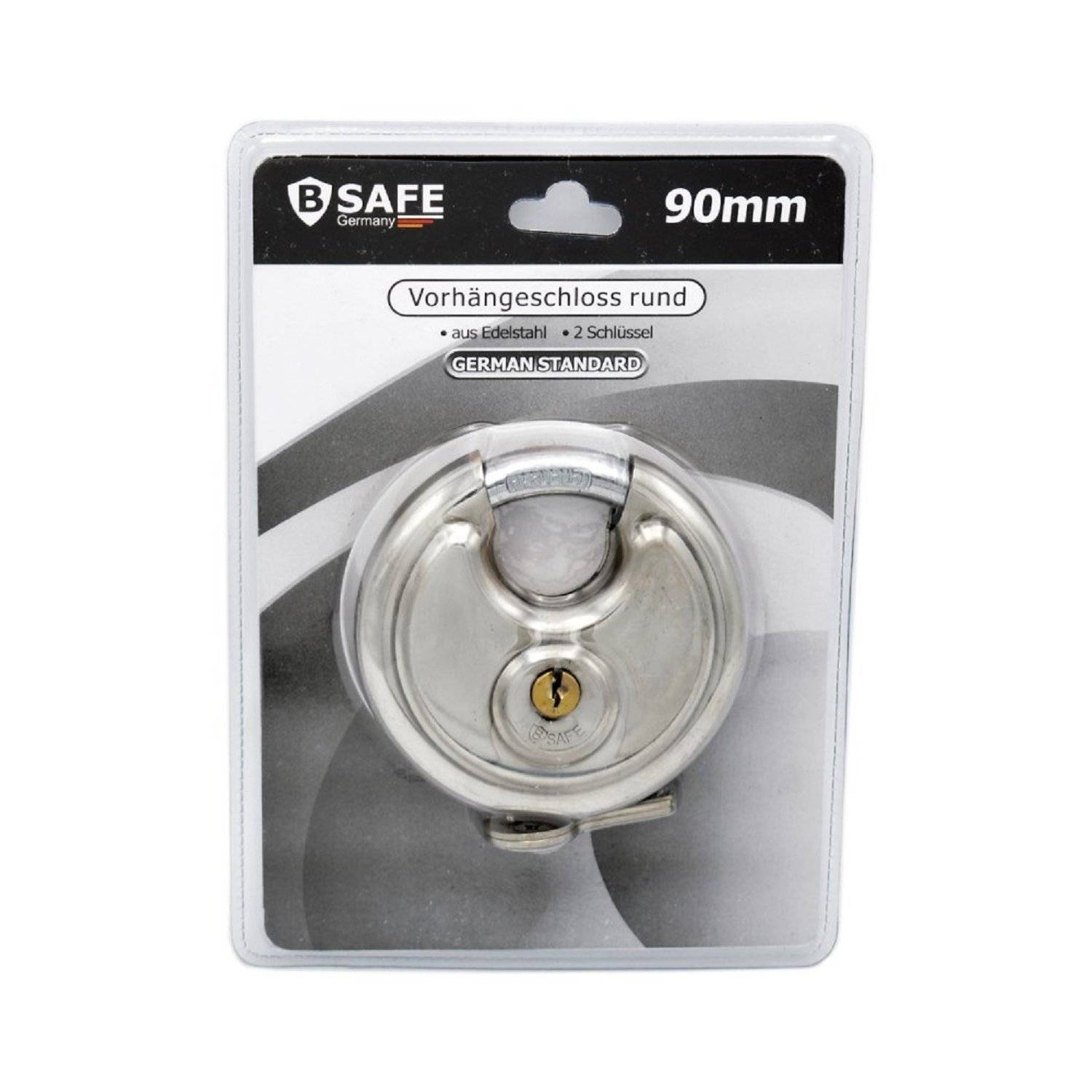 B-SAFE Vorhängeschloss Rundschloss - Robuste Sicherheitslösung für den Alltag ? 90mm